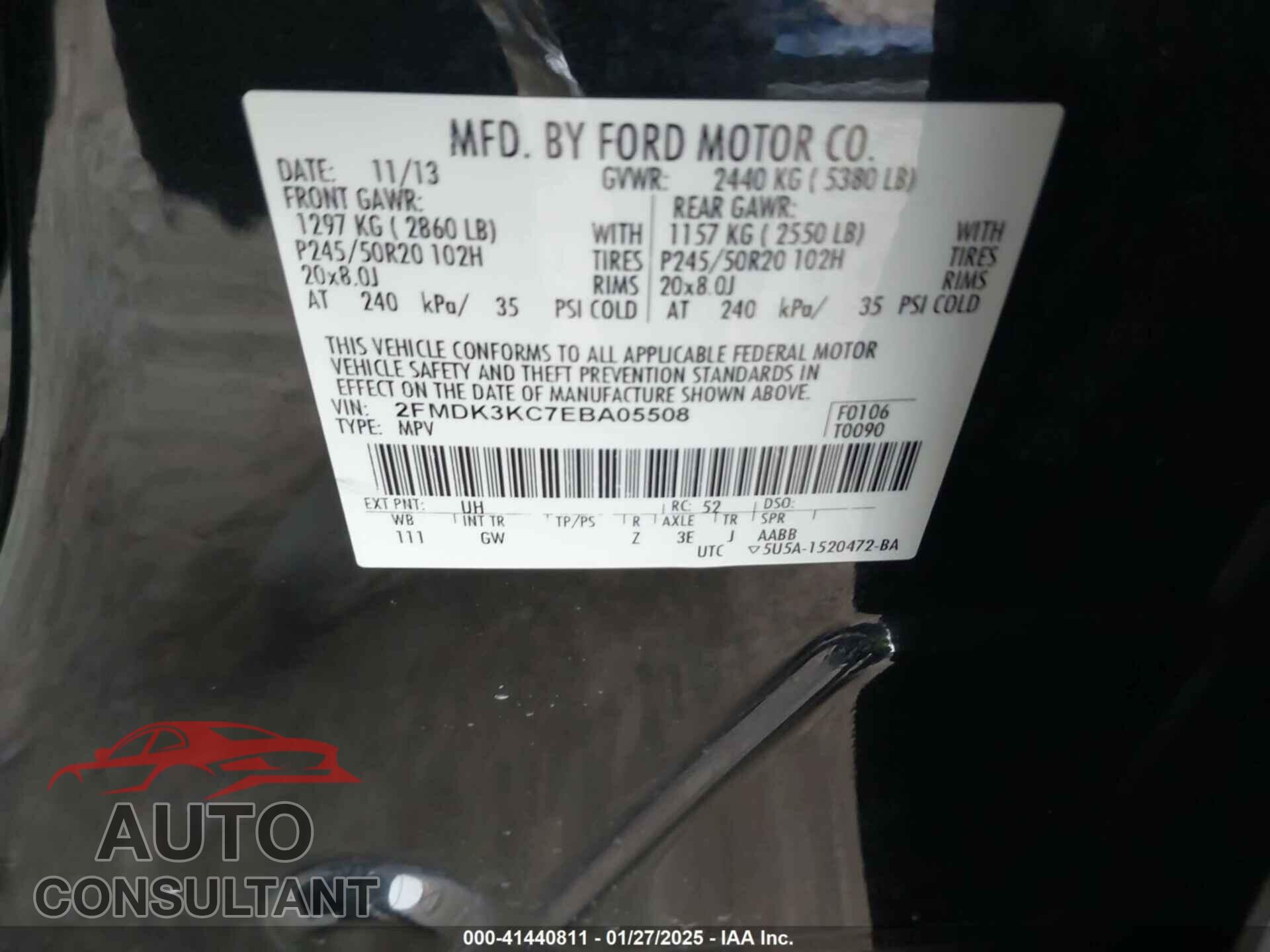FORD EDGE 2014 - 2FMDK3KC7EBA05508