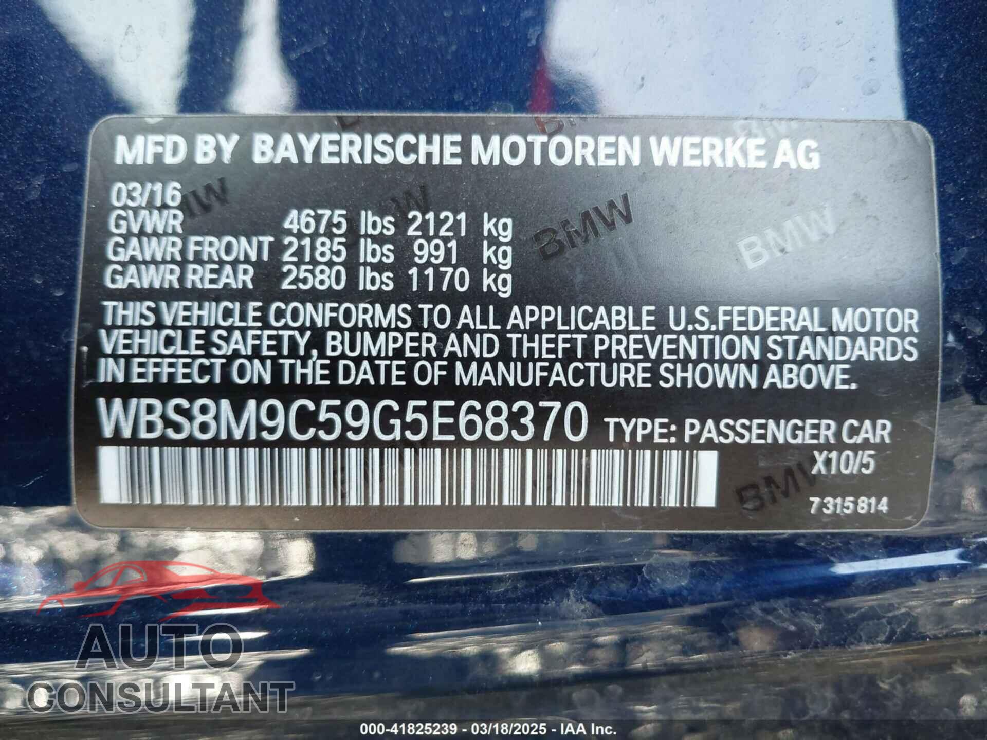 BMW M3 2016 - WBS8M9C59G5E68370