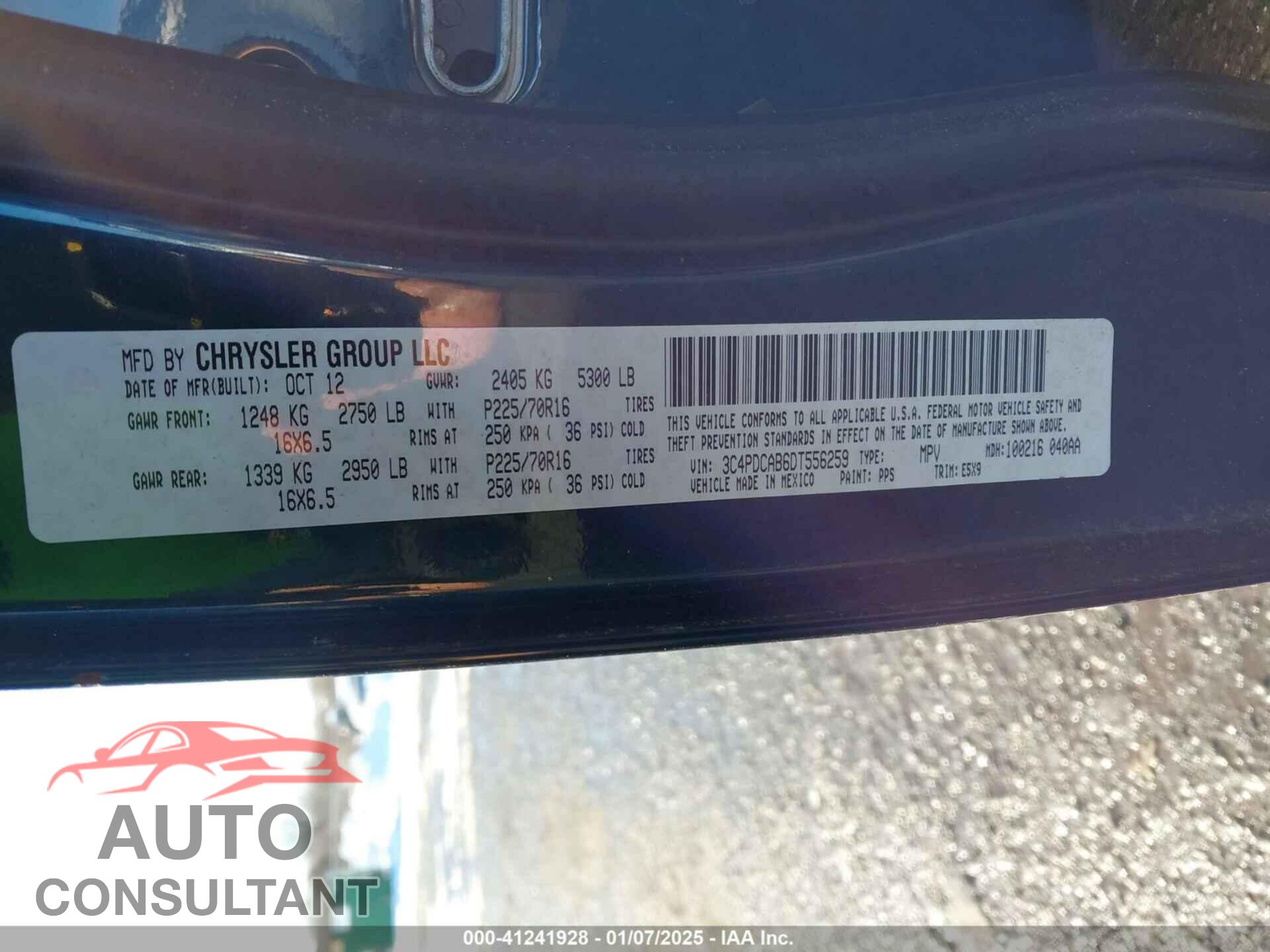 DODGE JOURNEY 2013 - 3C4PDCAB6DT556259
