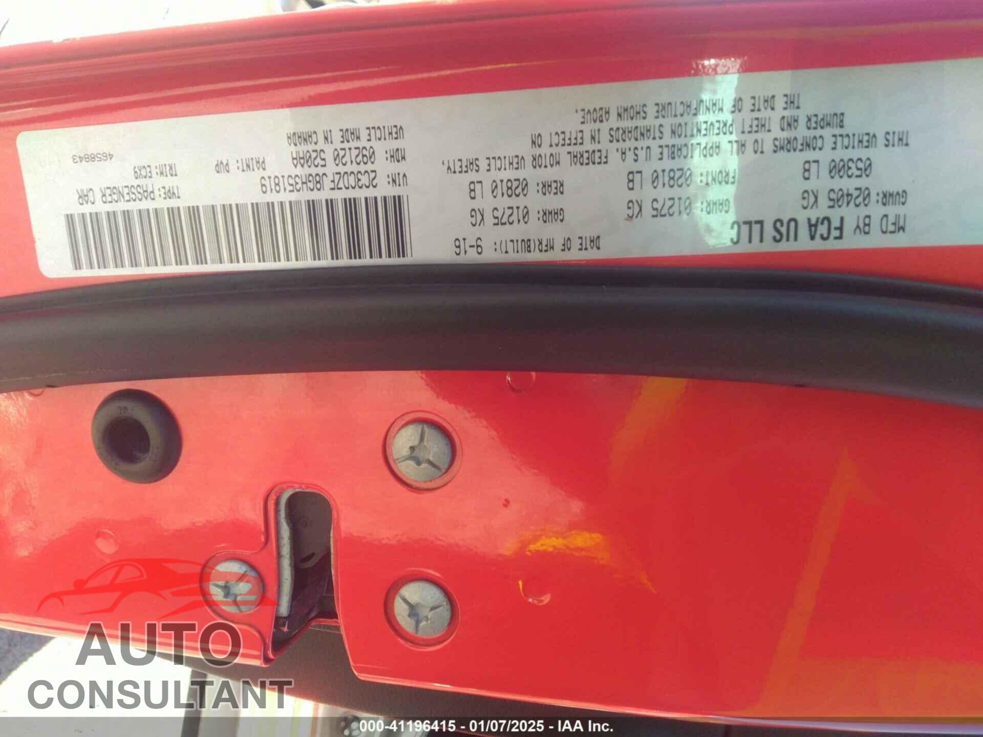 DODGE CHALLENGER 2016 - 2C3CDZFJ8GH351819