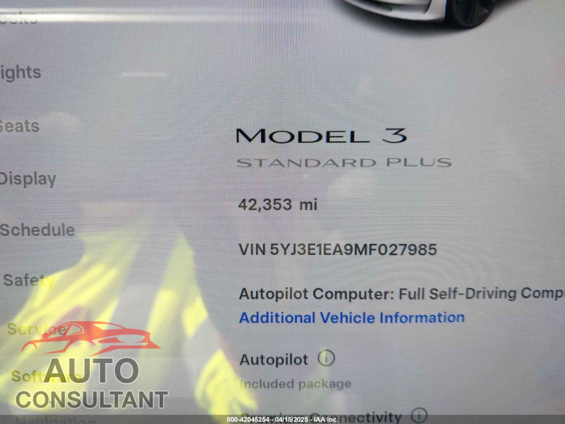 TESLA MODEL 3 2021 - 5YJ3E1EA9MF027985