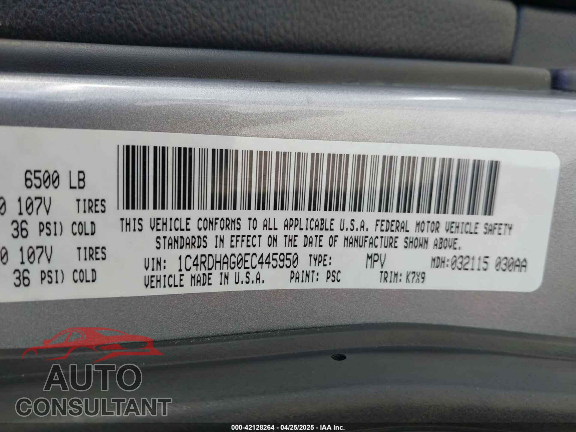 DODGE DURANGO 2014 - 1C4RDHAG0EC445950