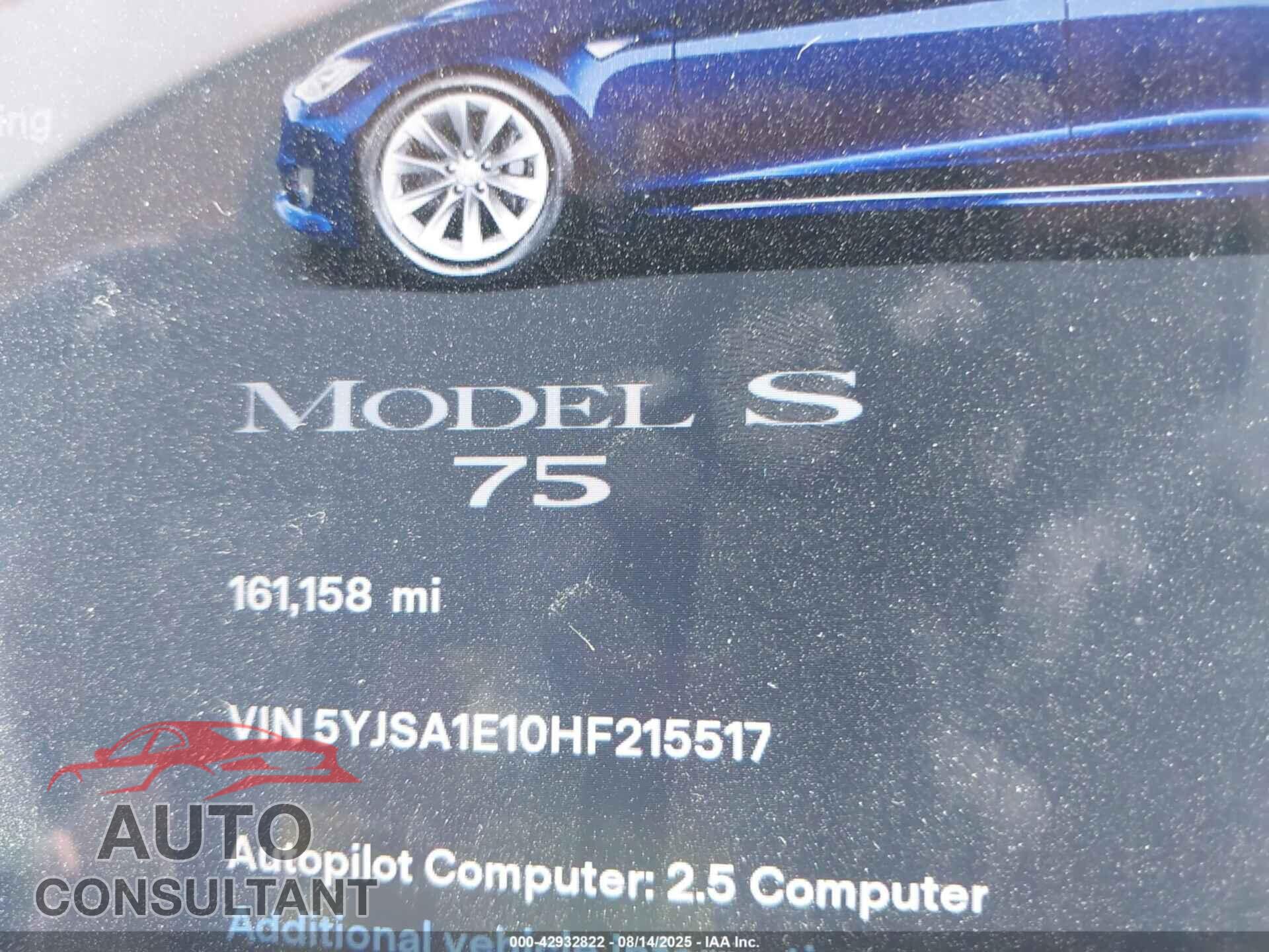 TESLA MODEL S 2017 - 5YJSA1E10HF215517