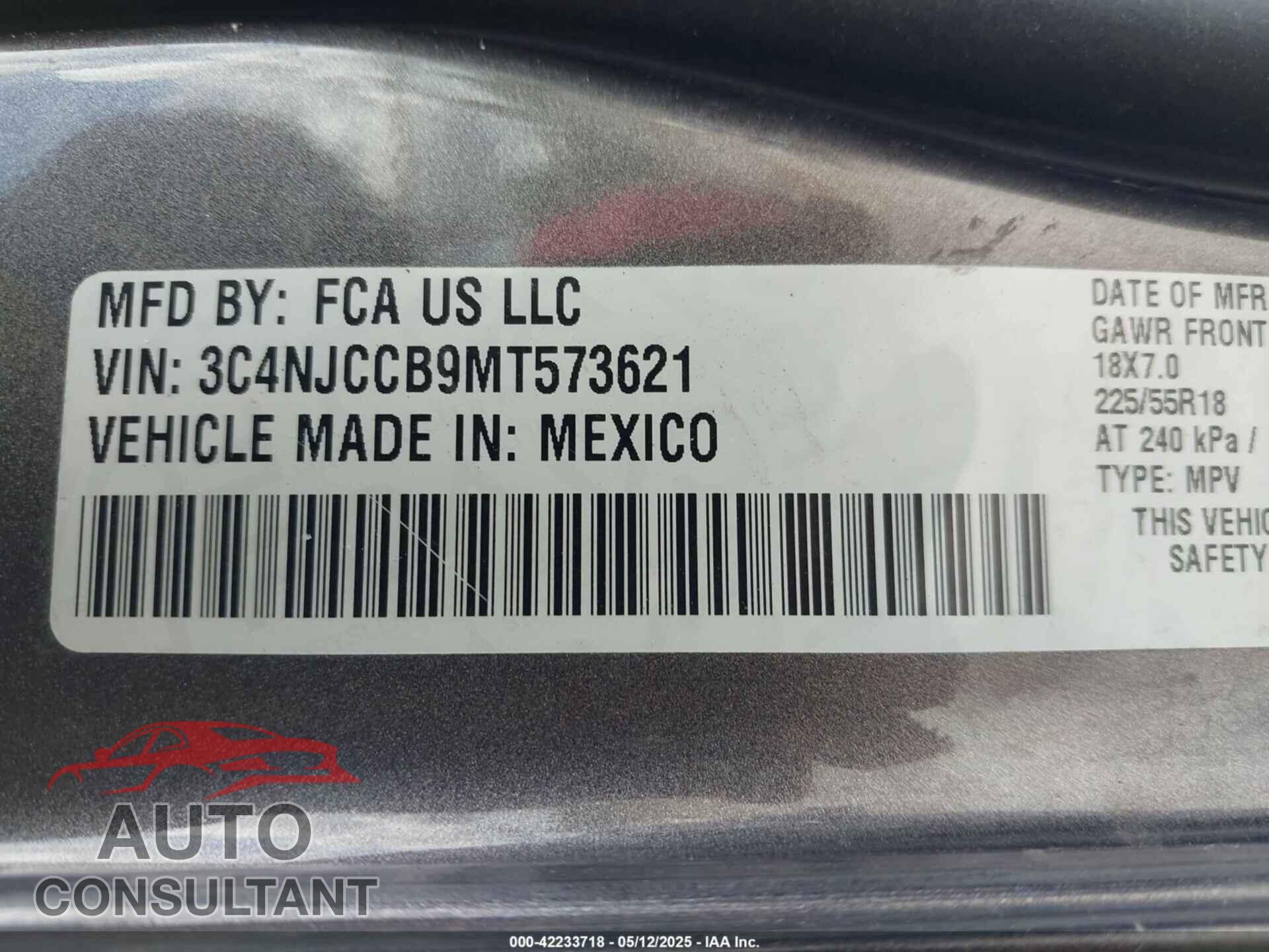 JEEP COMPASS 2021 - 3C4NJCCB9MT573621
