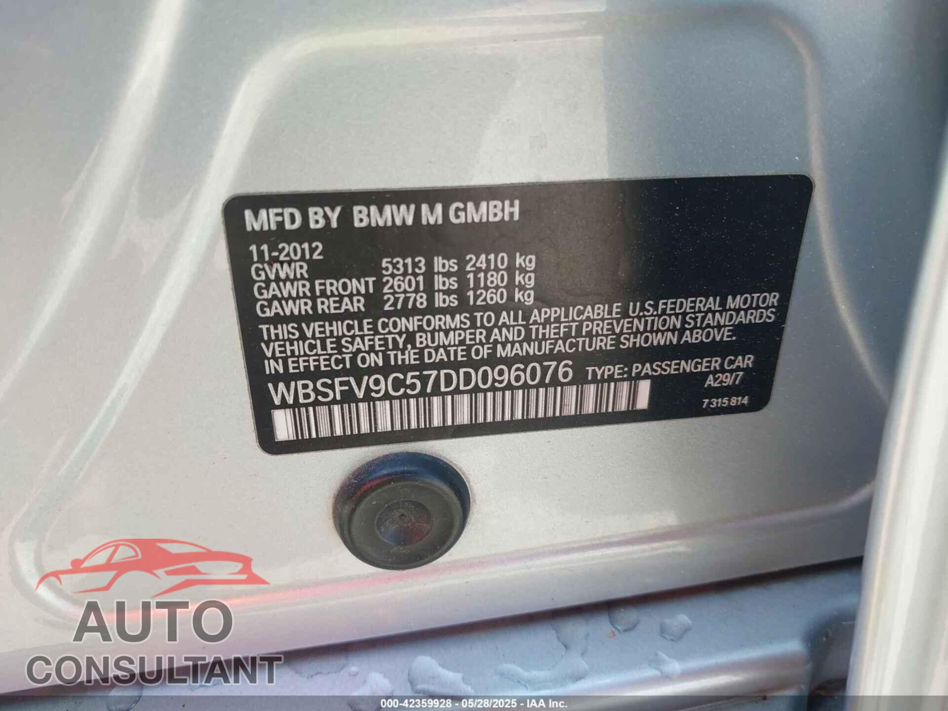 BMW M5 2013 - WBSFV9C57DD096076