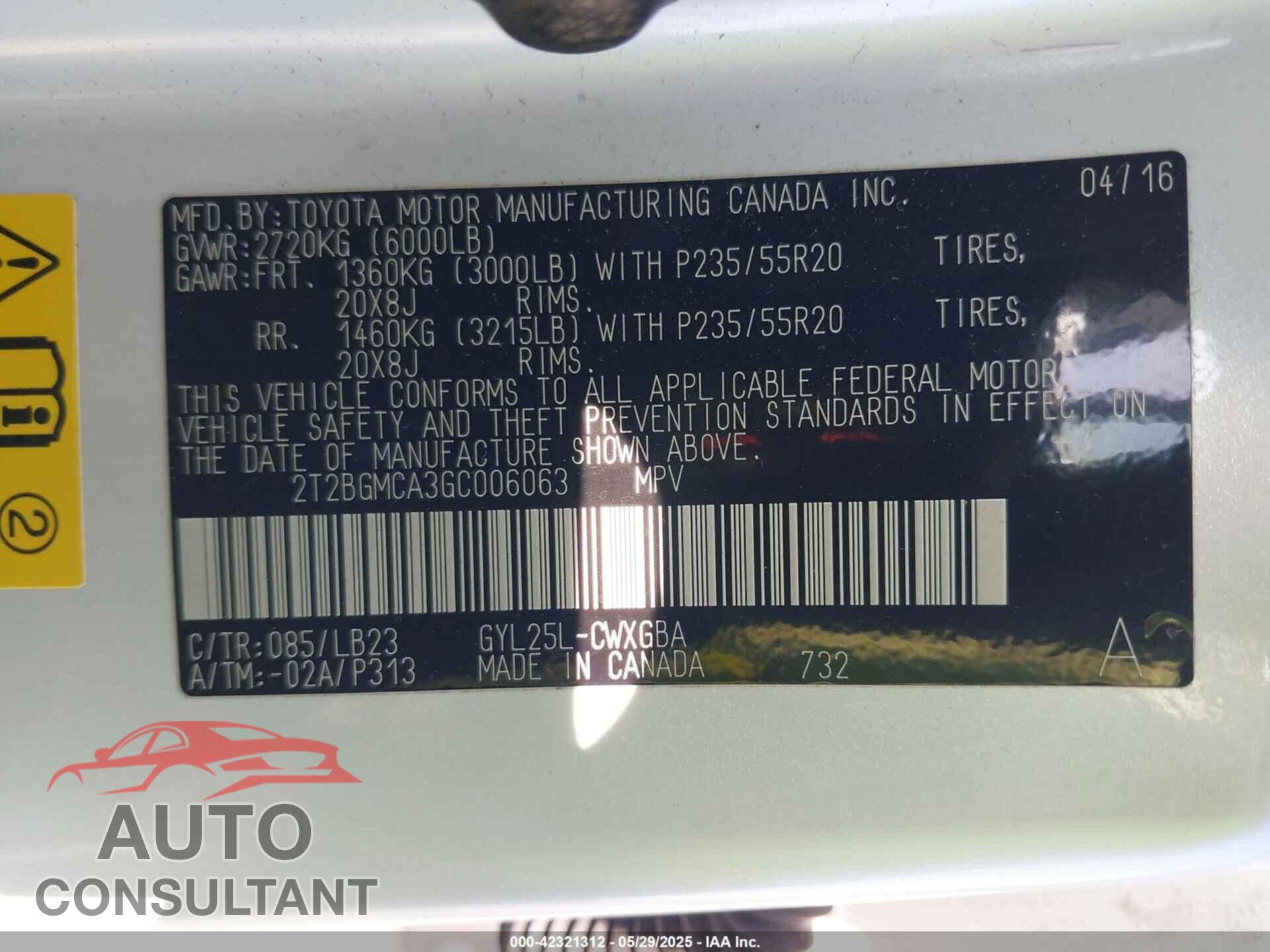 LEXUS RX 450H 2016 - 2T2BGMCA3GC006063