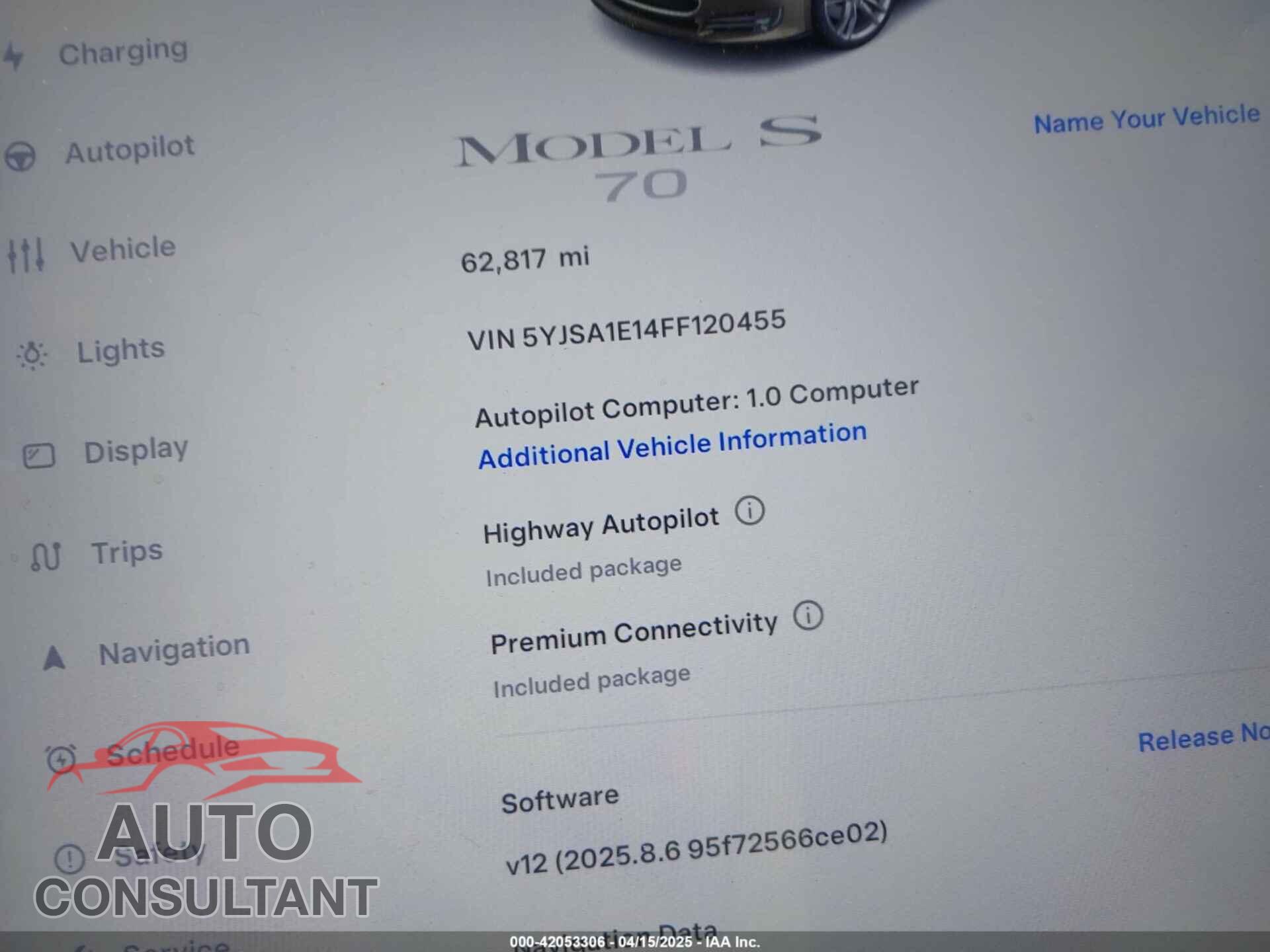 TESLA MODEL S 2015 - 5YJSA1E14FF120455