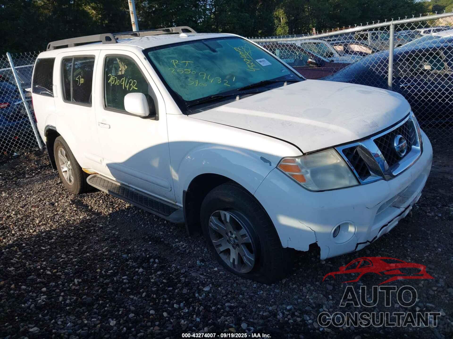 NISSAN PATHFINDER 2010 - 5N1AR1NB7AC619426
