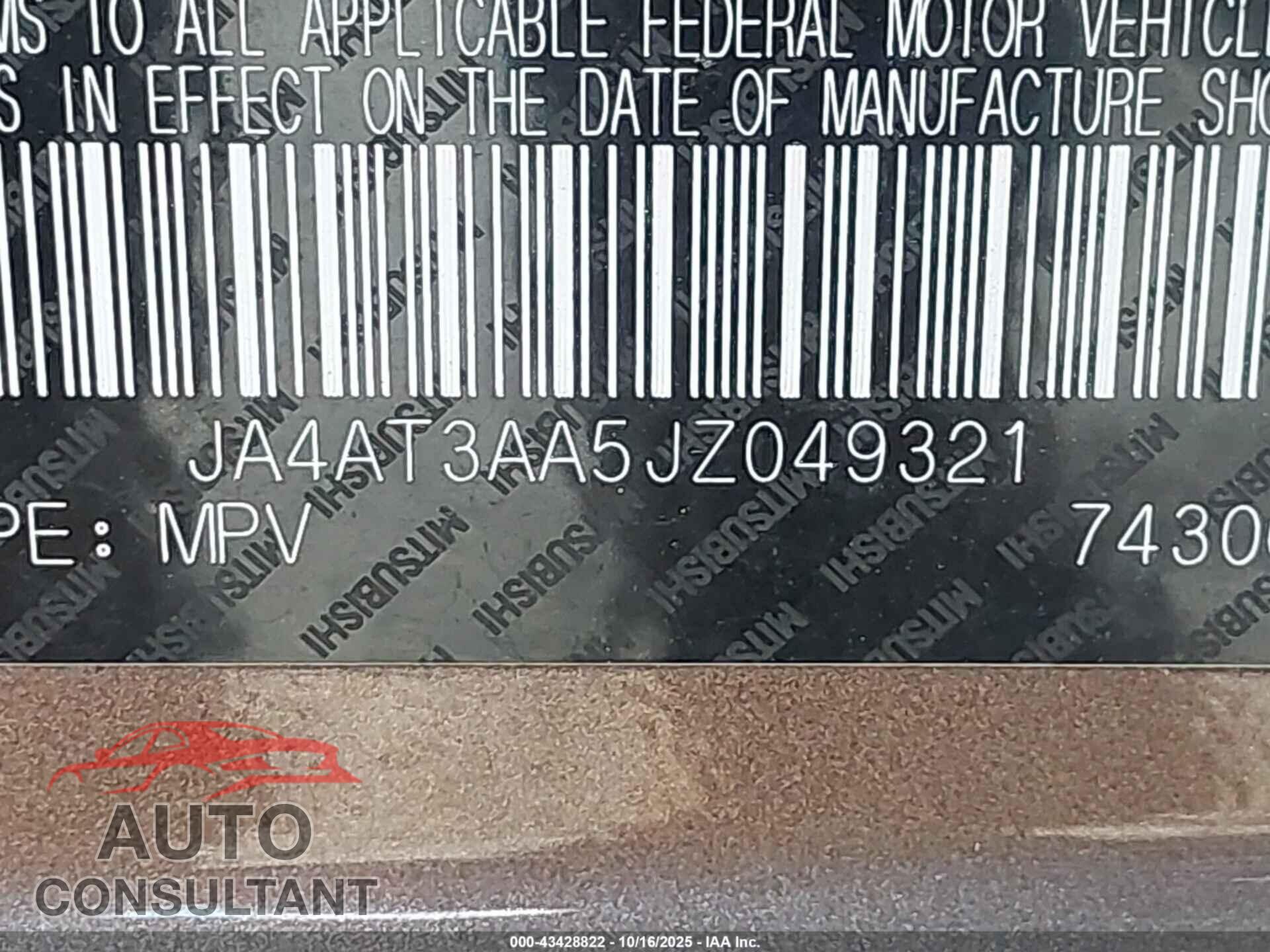 MITSUBISHI ECLIPSE CROSS 2018 - JA4AT3AA5JZ049321