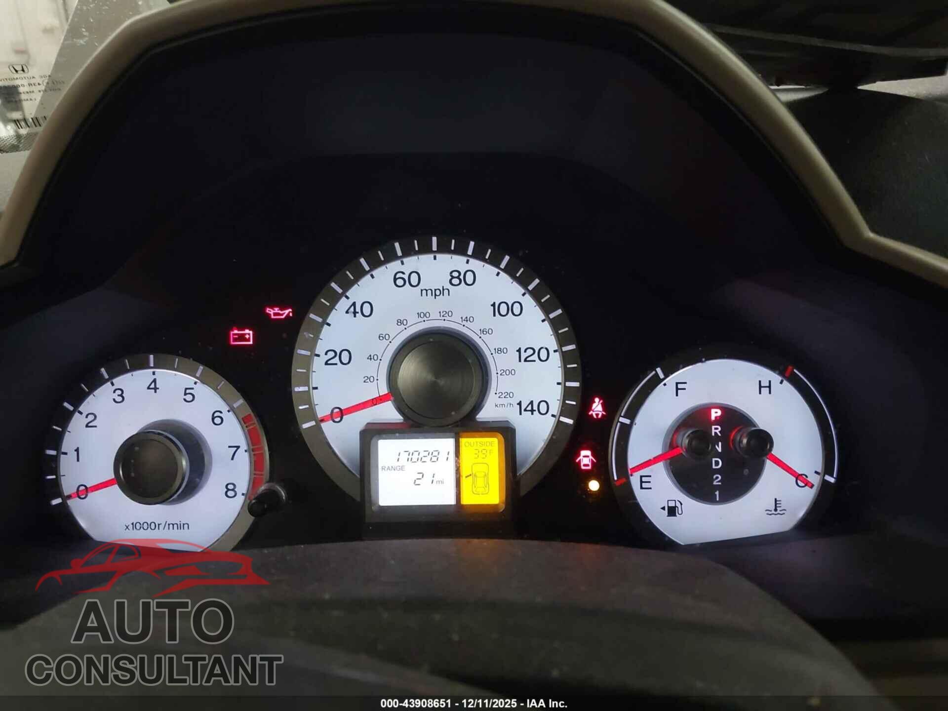 HONDA PILOT 2011 - 5FNYF4H53BB065941