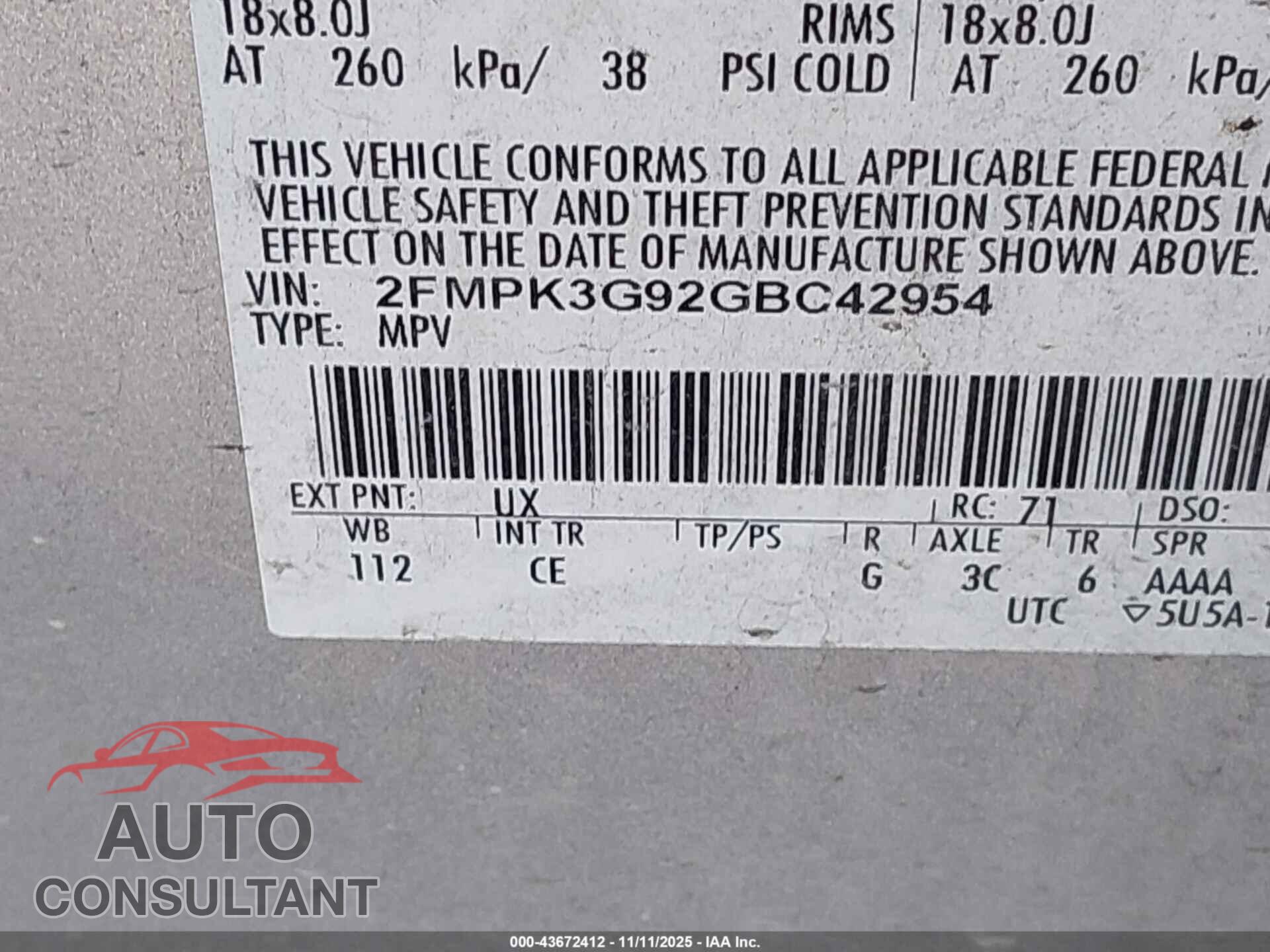 FORD EDGE 2016 - 2FMPK3G92GBC42954