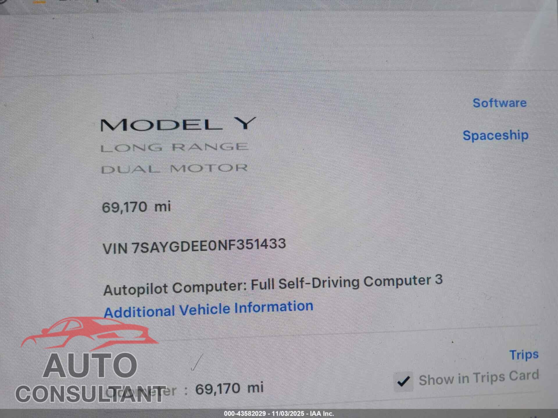 TESLA MODEL 3 2020 - 5YJ3E1EA2LF738331