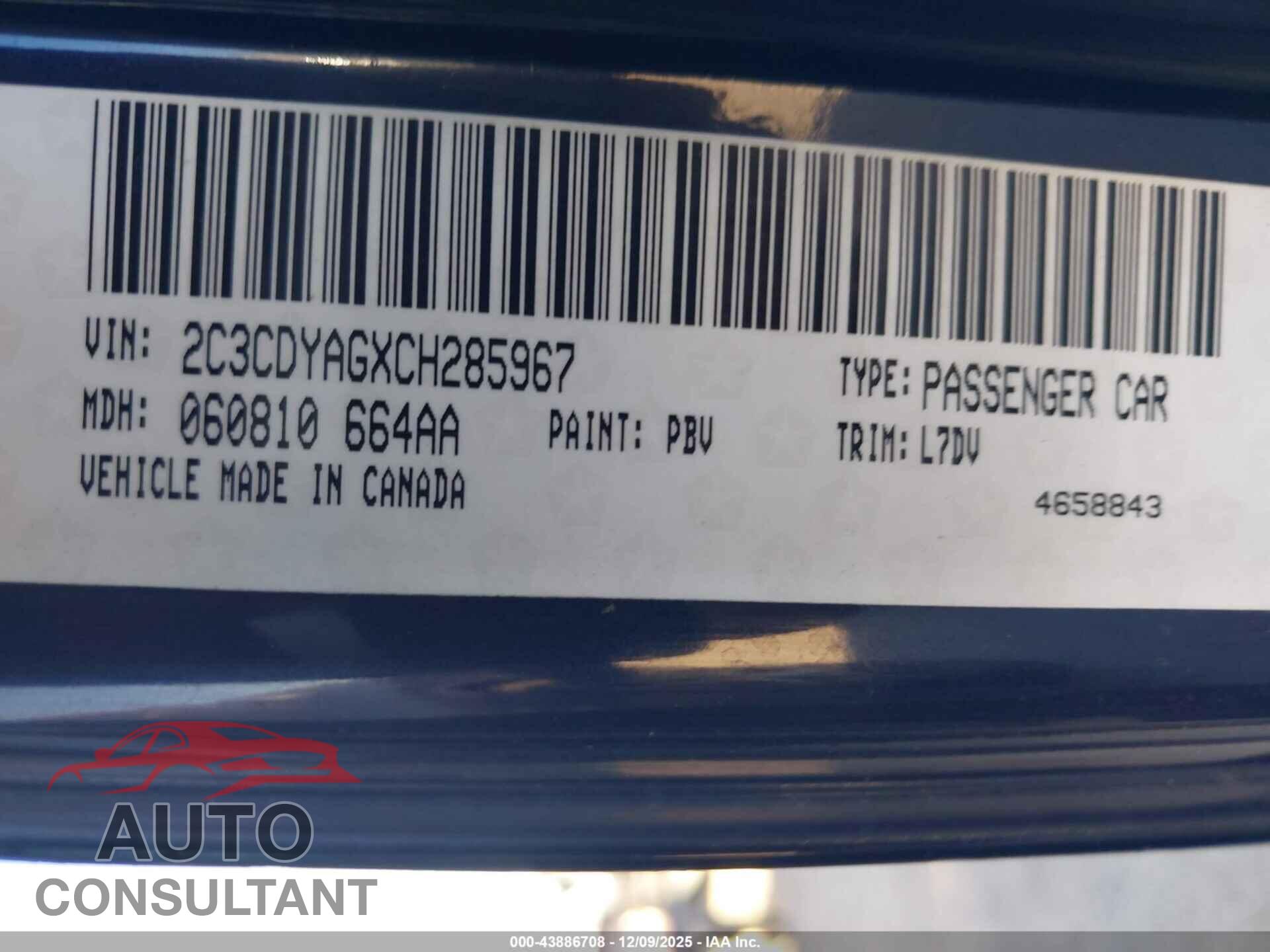DODGE CHALLENGER 2012 - 2C3CDYAGXCH285967