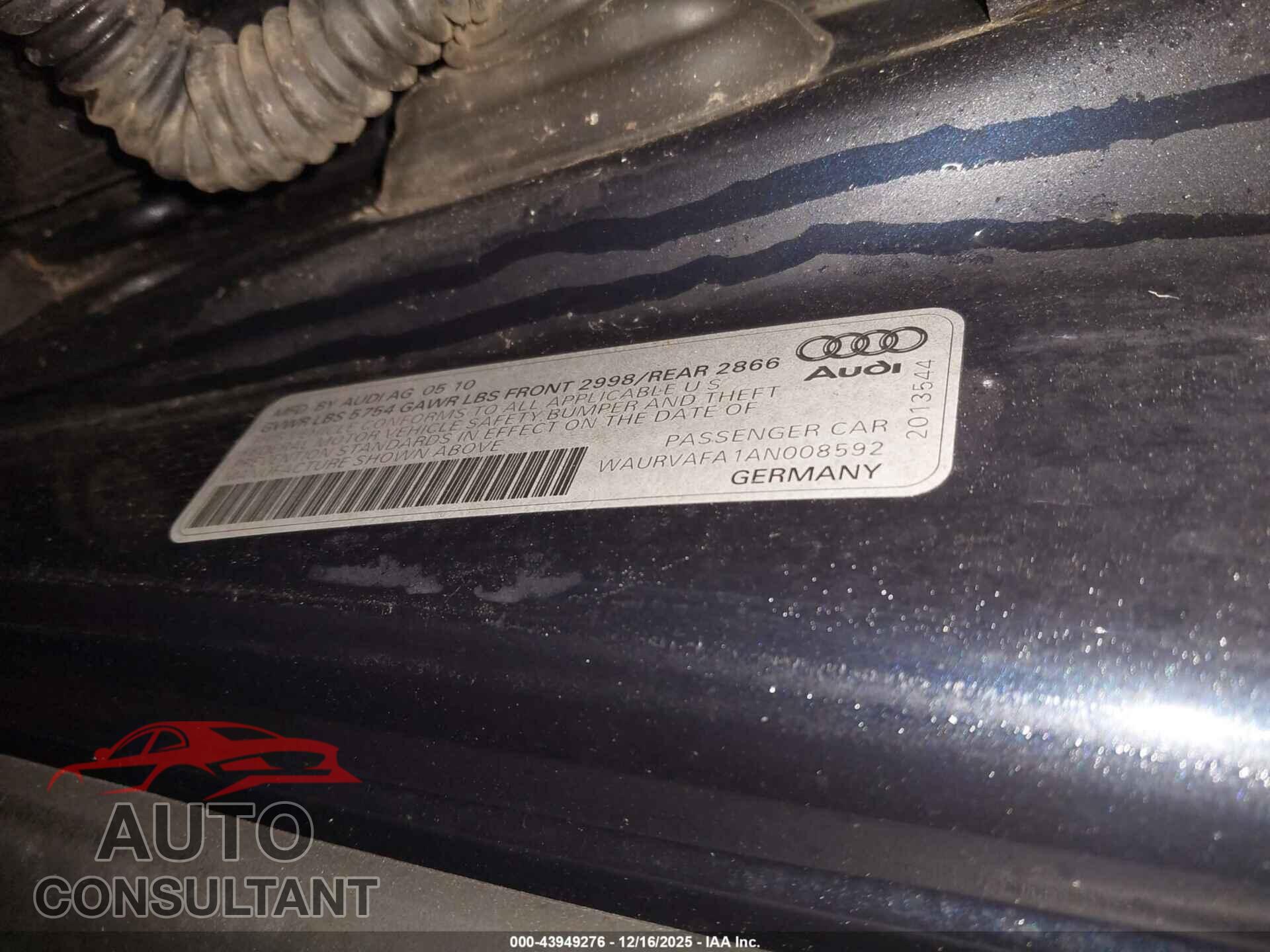 AUDI A8 L 2010 - WAURVAFA1AN008592