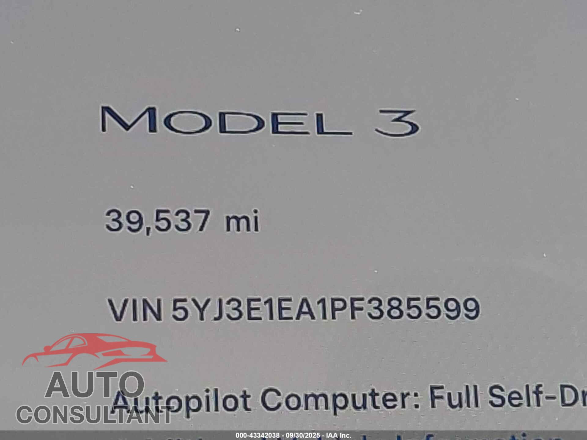 TESLA MODEL 3 2023 - 5YJ3E1EA1PF385599