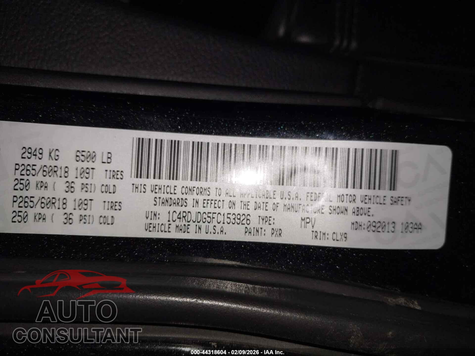 DODGE DURANGO 2015 - 1C4RDJDG5FC153926