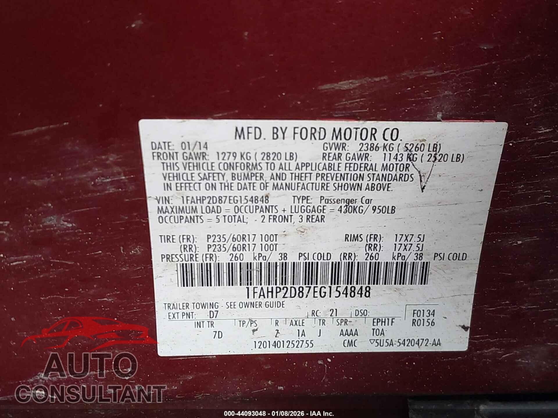 FORD TAURUS 2014 - 1FAHP2D87EG154848