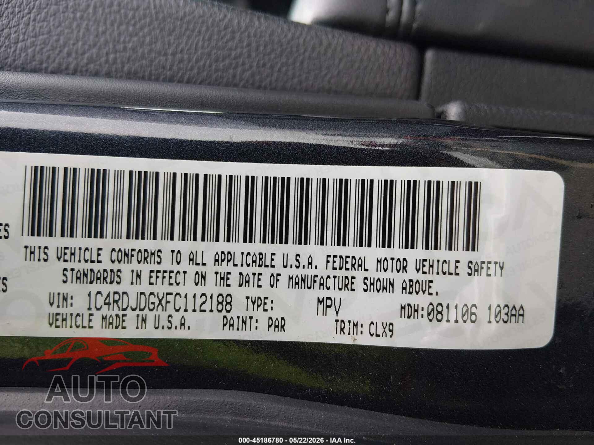 DODGE DURANGO 2015 - 1C4RDJDGXFC112188