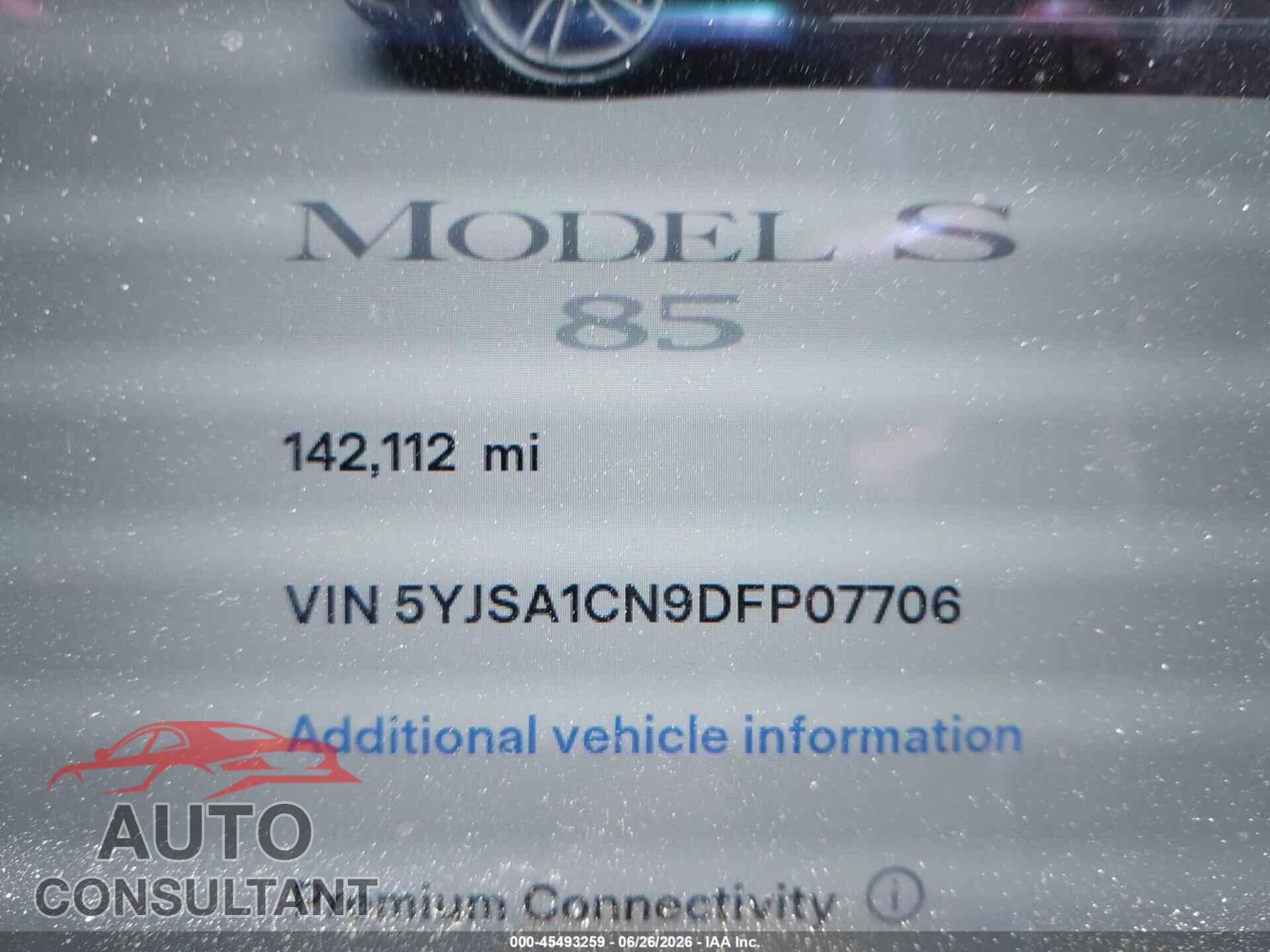TESLA MODEL S 2013 - 5YJSA1CN9DFP07706