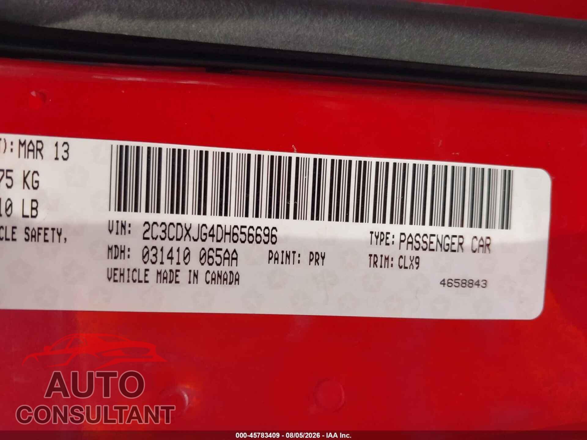 DODGE CHARGER 2013 - 2C3CDXJG4DH656696