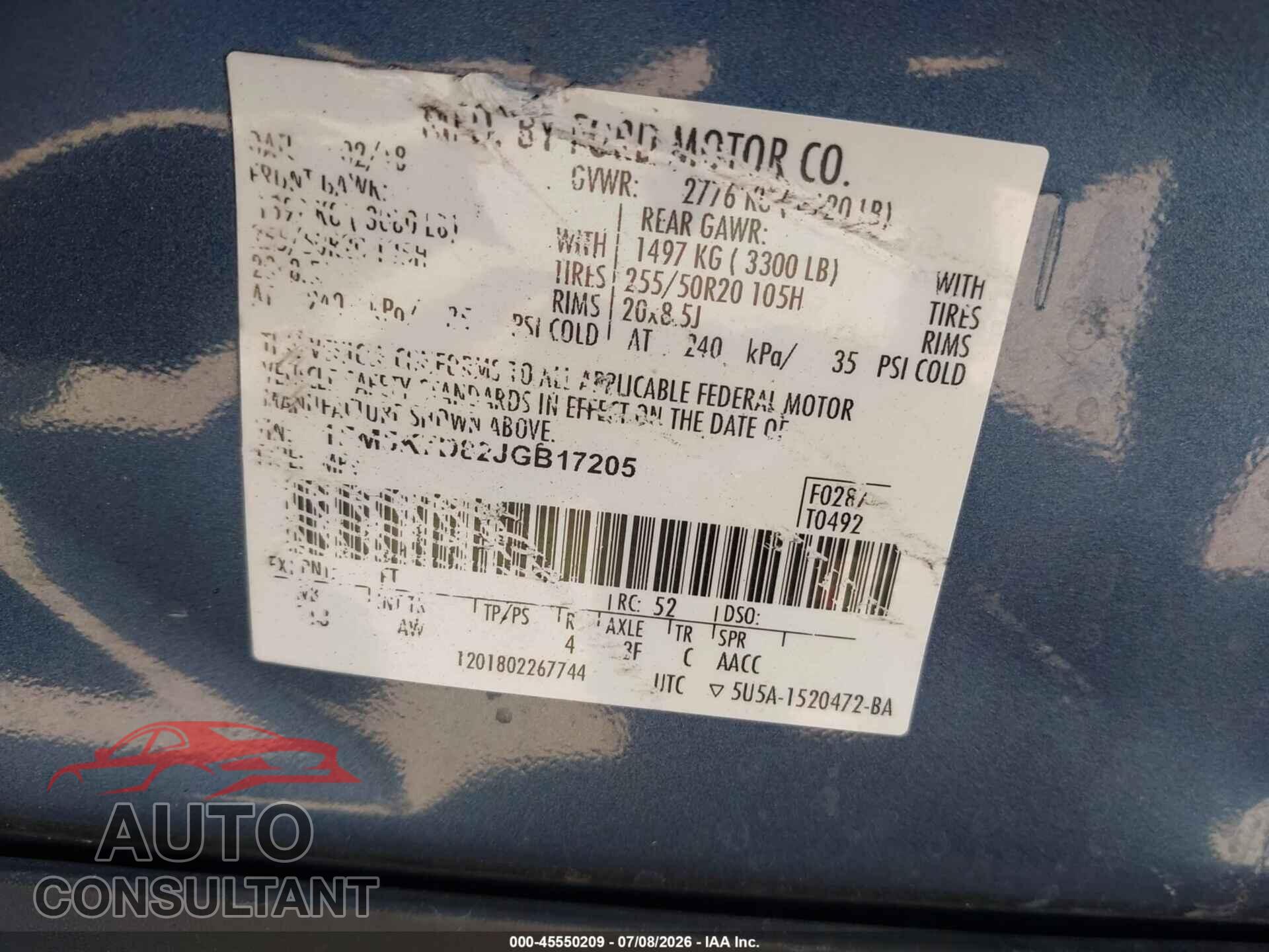 FORD EXPLORER 2018 - 1FM5K7D82JGB17205