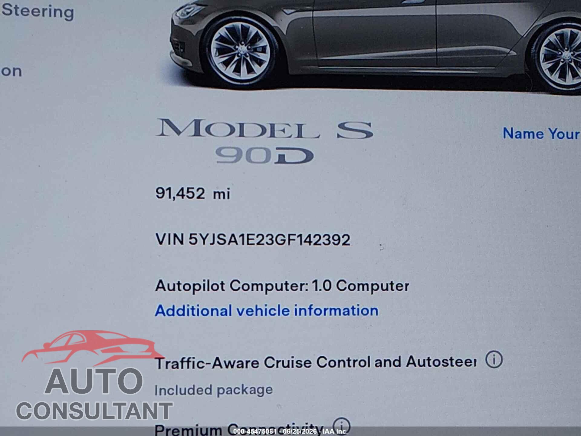 TESLA MODEL S 2016 - 5YJSA1E23GF142392