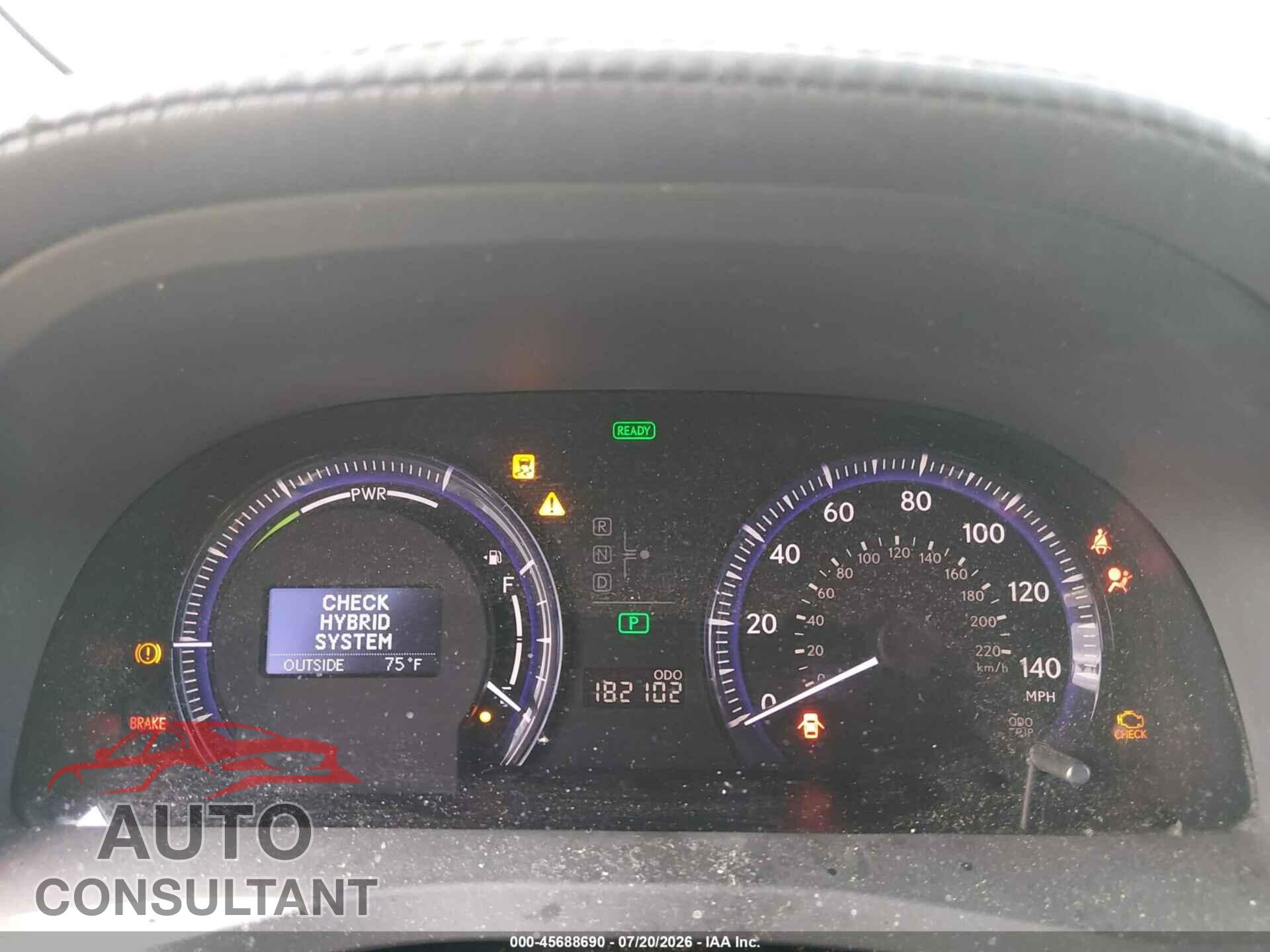 LEXUS HS 250H 2010 - JTHBB1BA4A2027317
