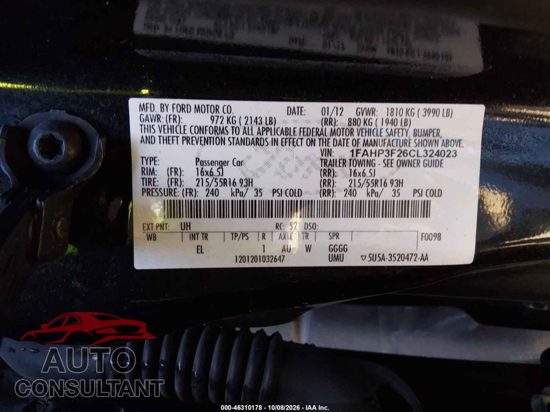 FORD FOCUS 2012 - 1FAHP3F26CL324023