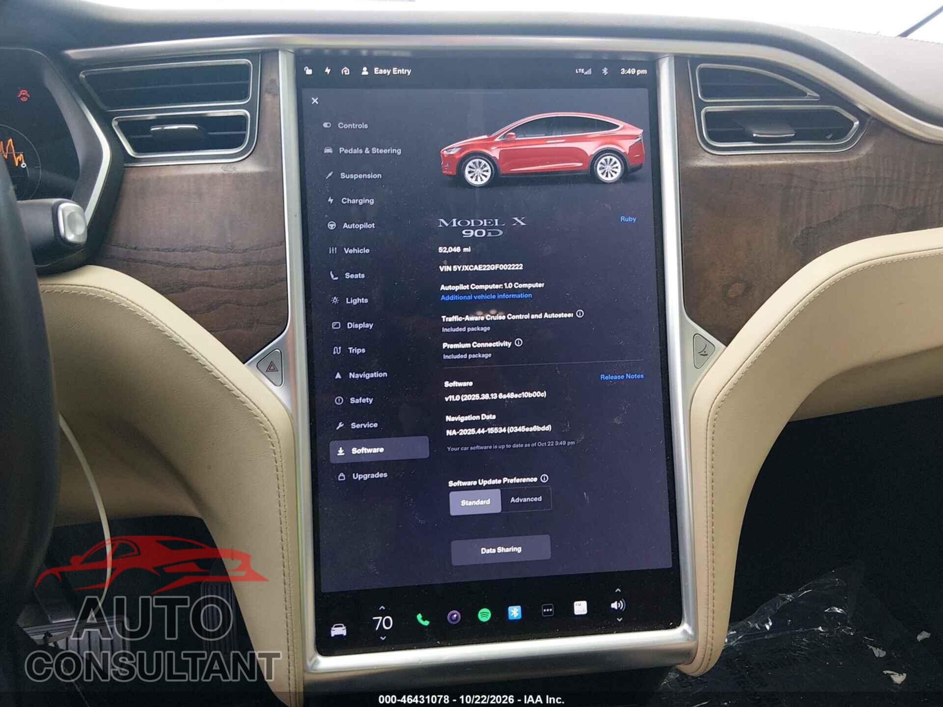 TESLA MODEL X 2016 - 5YJXCAE22GF002222