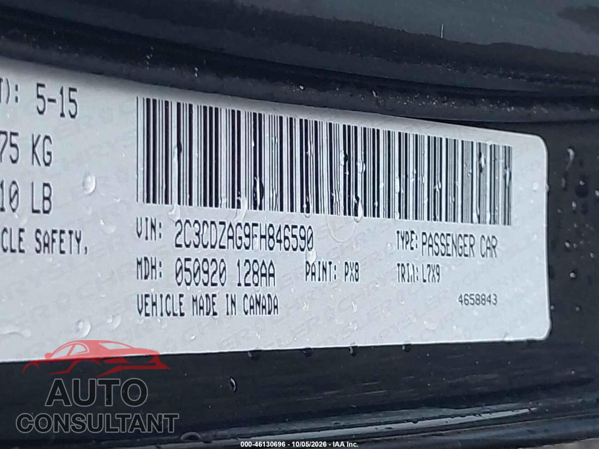 DODGE CHALLENGER 2015 - 2C3CDZAG9FH846590