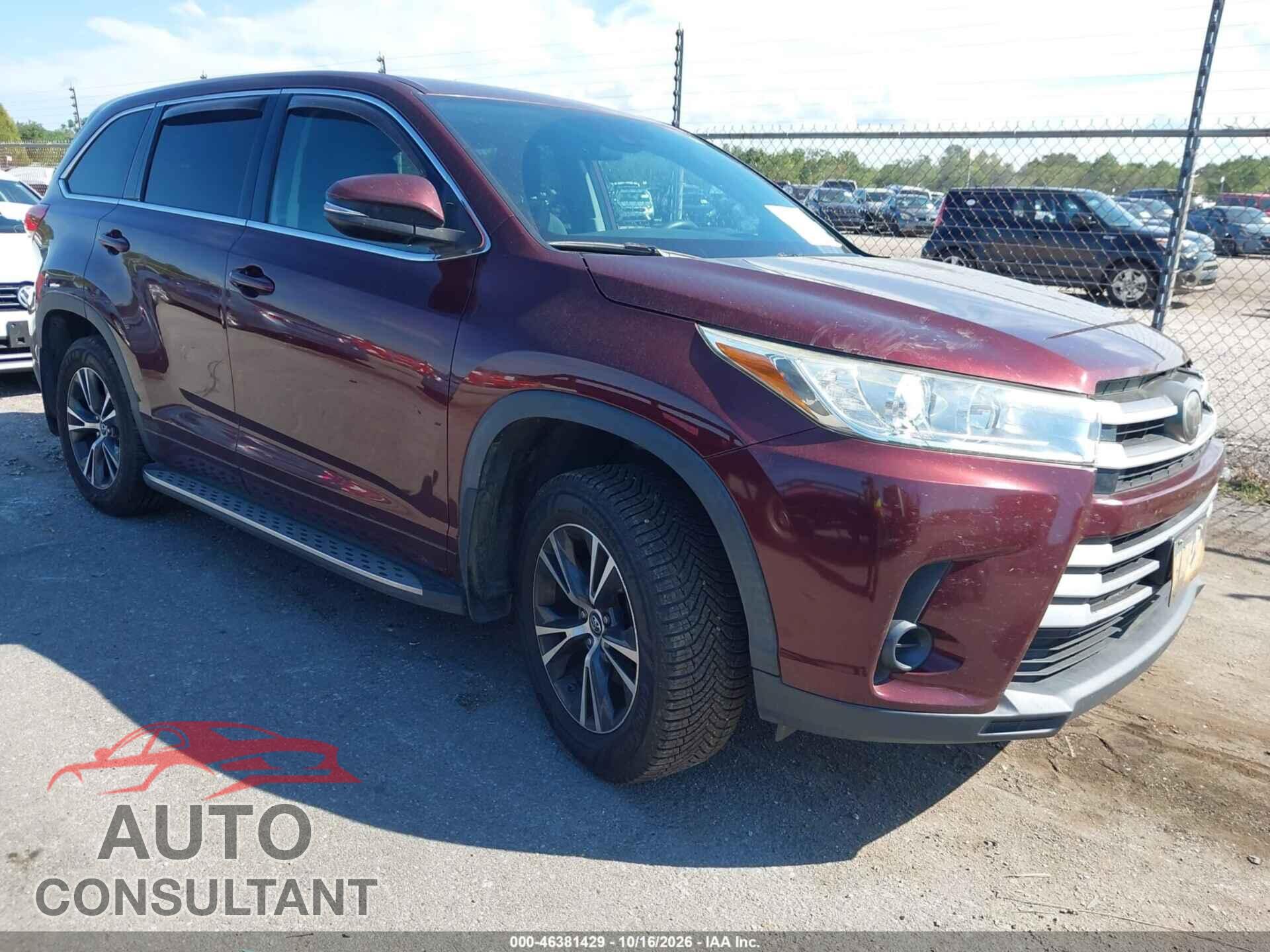 TOYOTA HIGHLANDER 2018 - 5TDZZRFH5JS263064