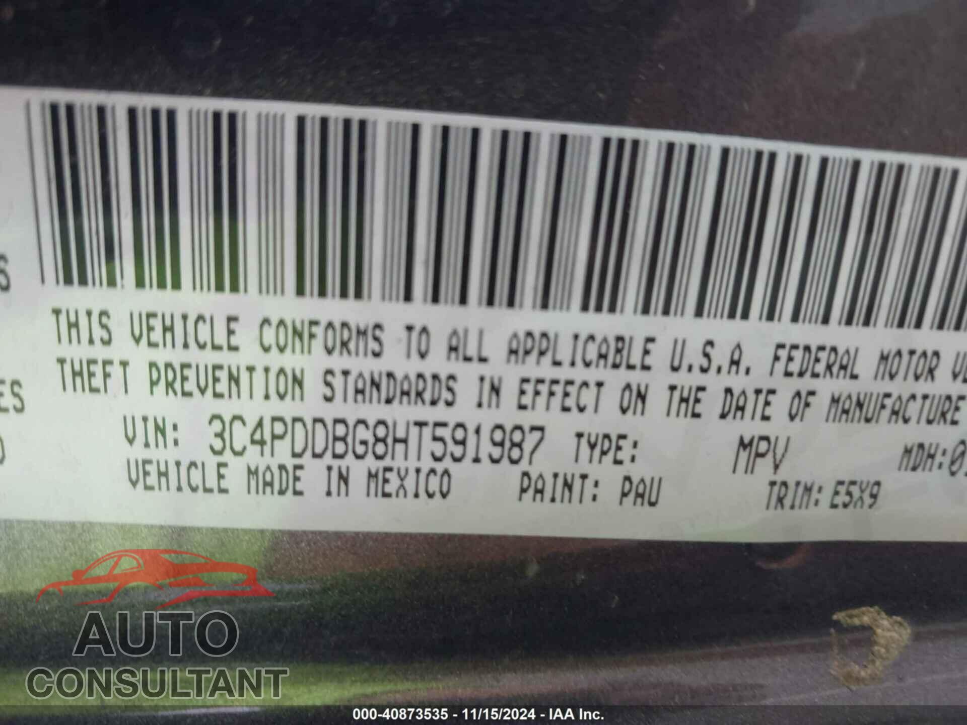 DODGE JOURNEY 2017 - 3C4PDDBG8HT591987