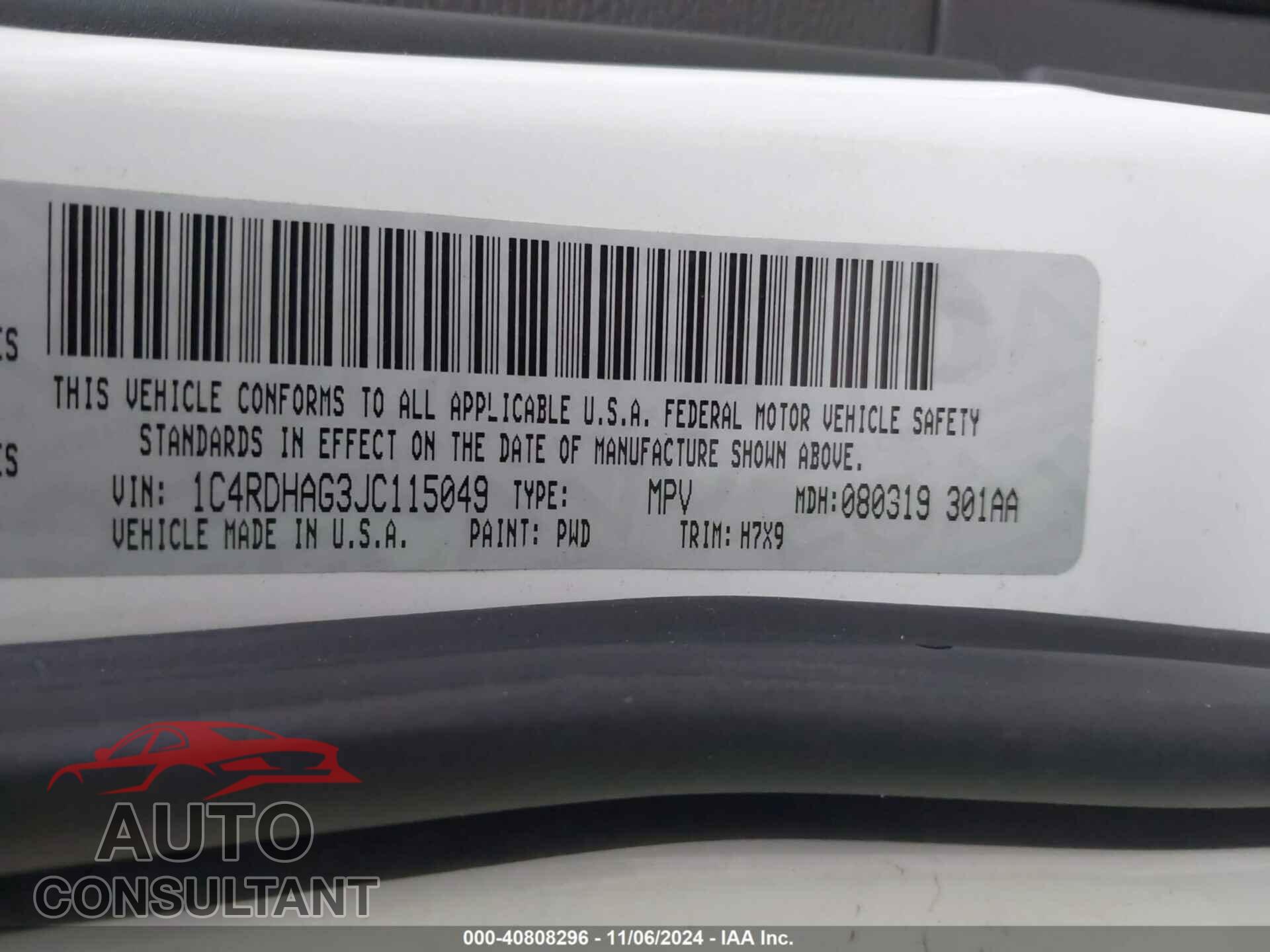DODGE DURANGO 2018 - 1C4RDHAG3JC115049