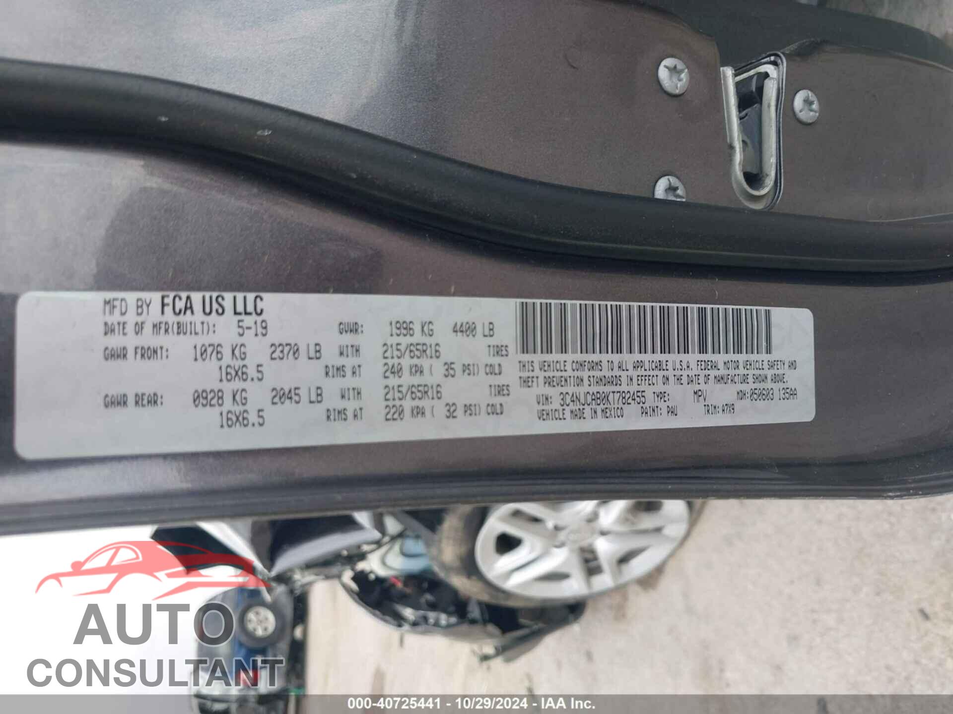 JEEP COMPASS 2019 - 3C4NJCAB0KT782455