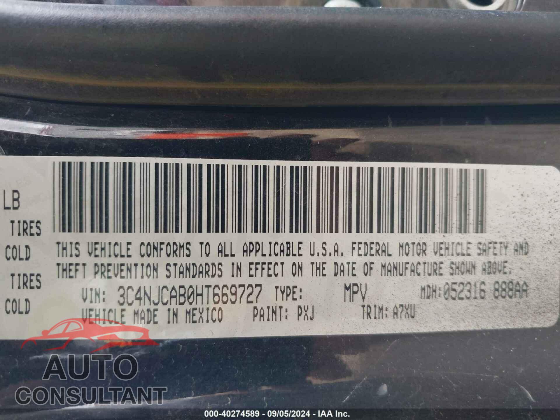 JEEP NEW COMPASS 2017 - 3C4NJCAB0HT669727