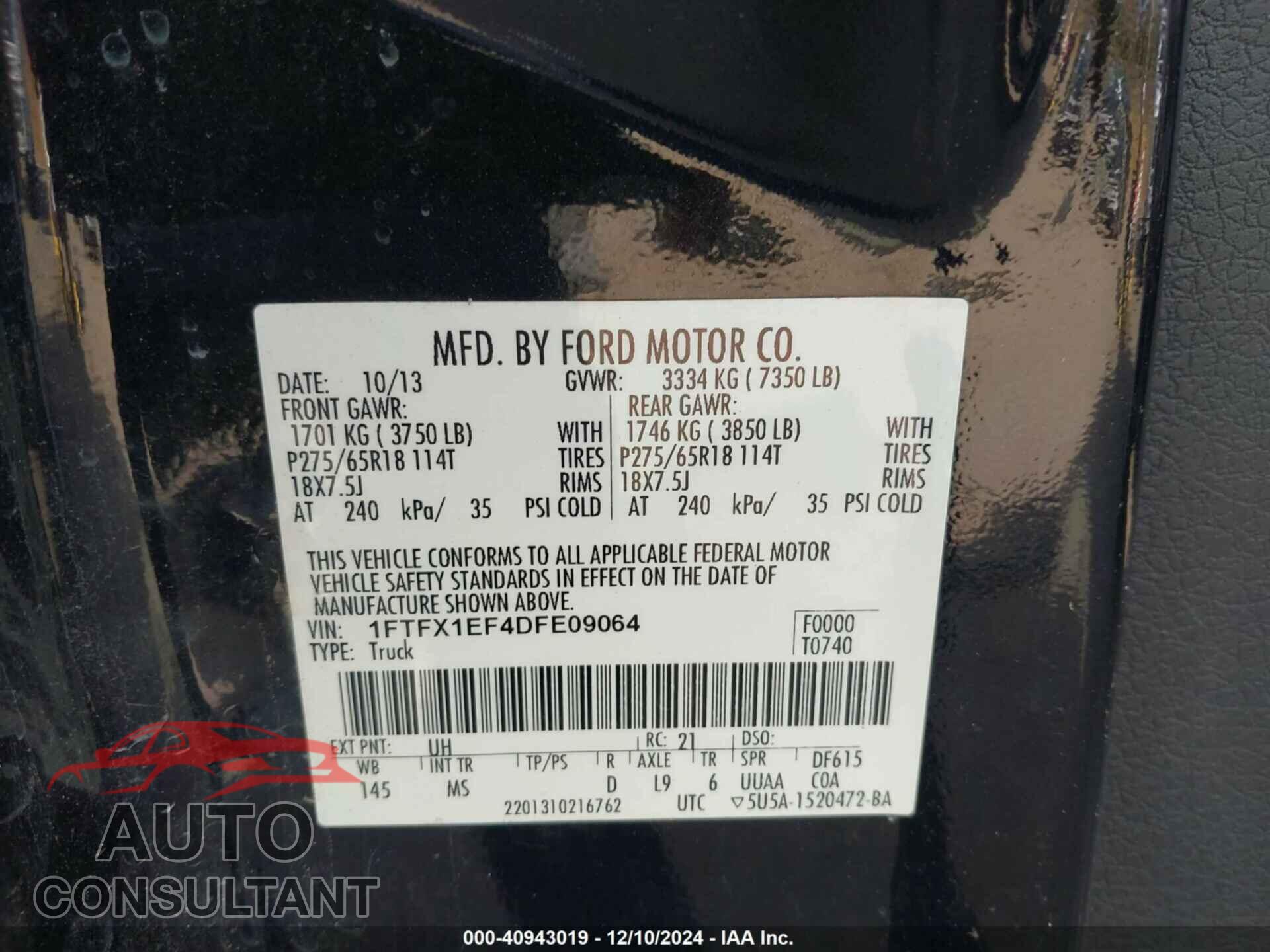 FORD F-150 2013 - 1FTFX1EF4DFE09064
