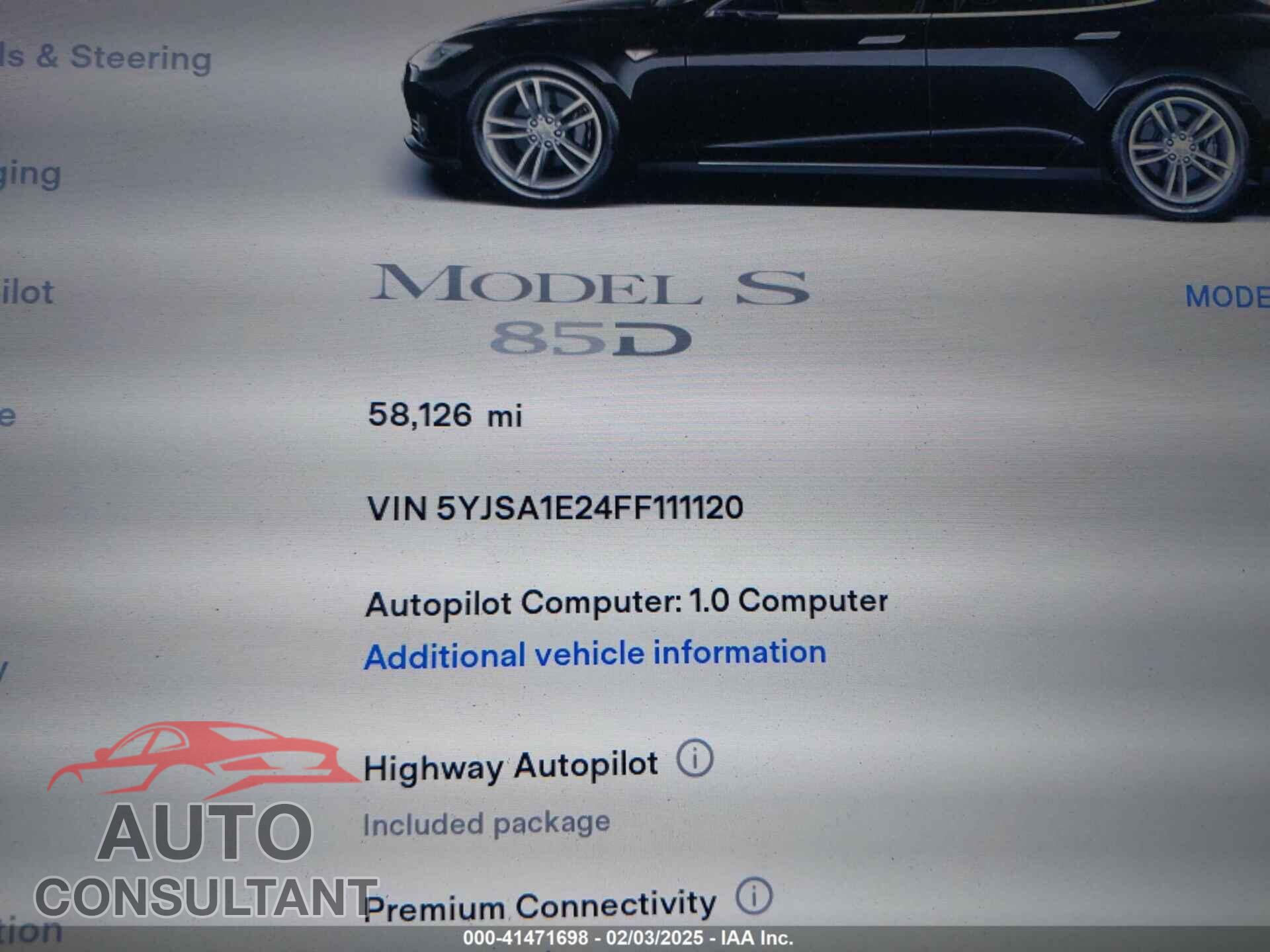 TESLA MODEL S 2015 - 5YJSA1E24FF111120