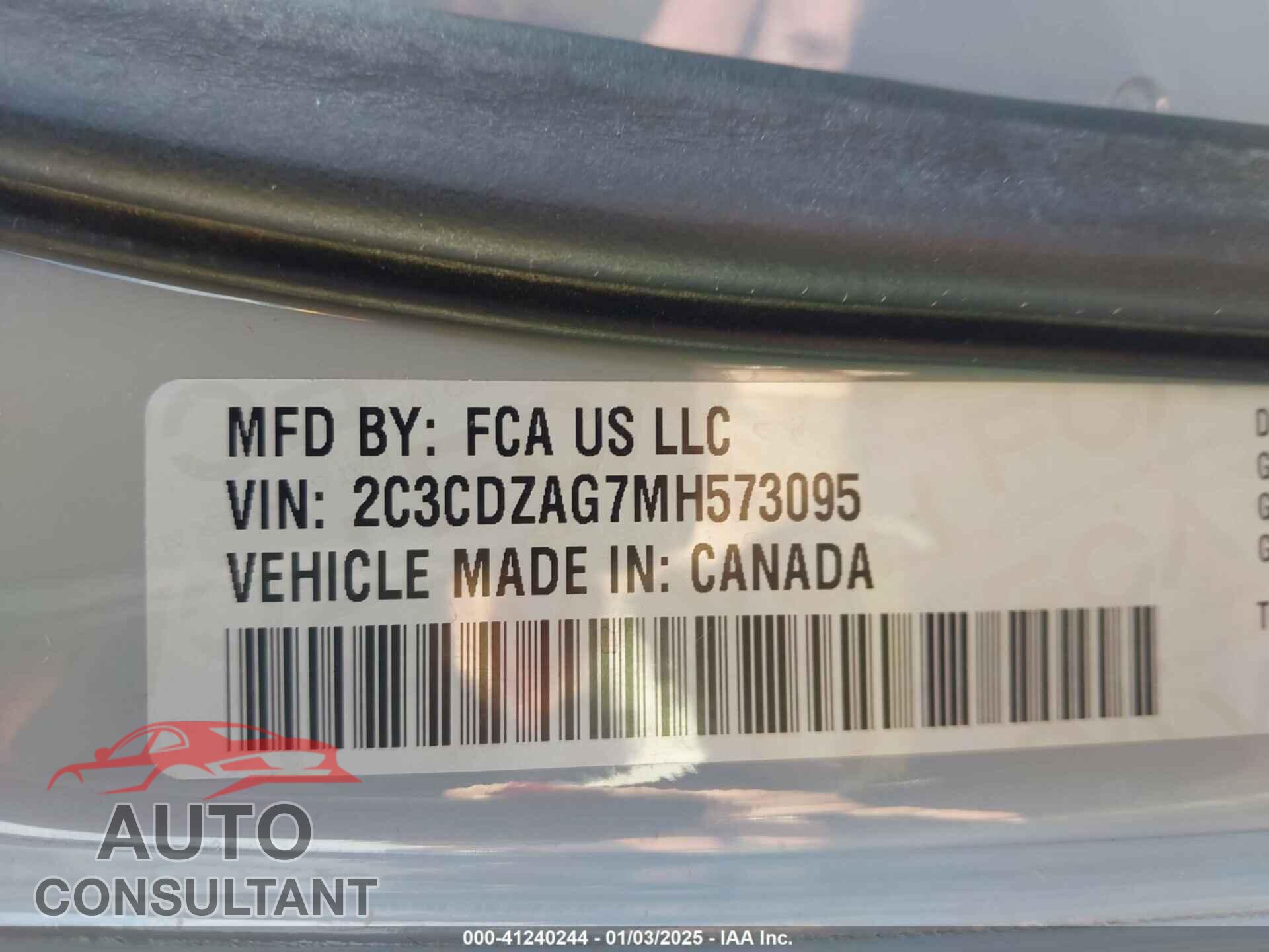 DODGE CHALLENGER 2021 - 2C3CDZAG7MH573095