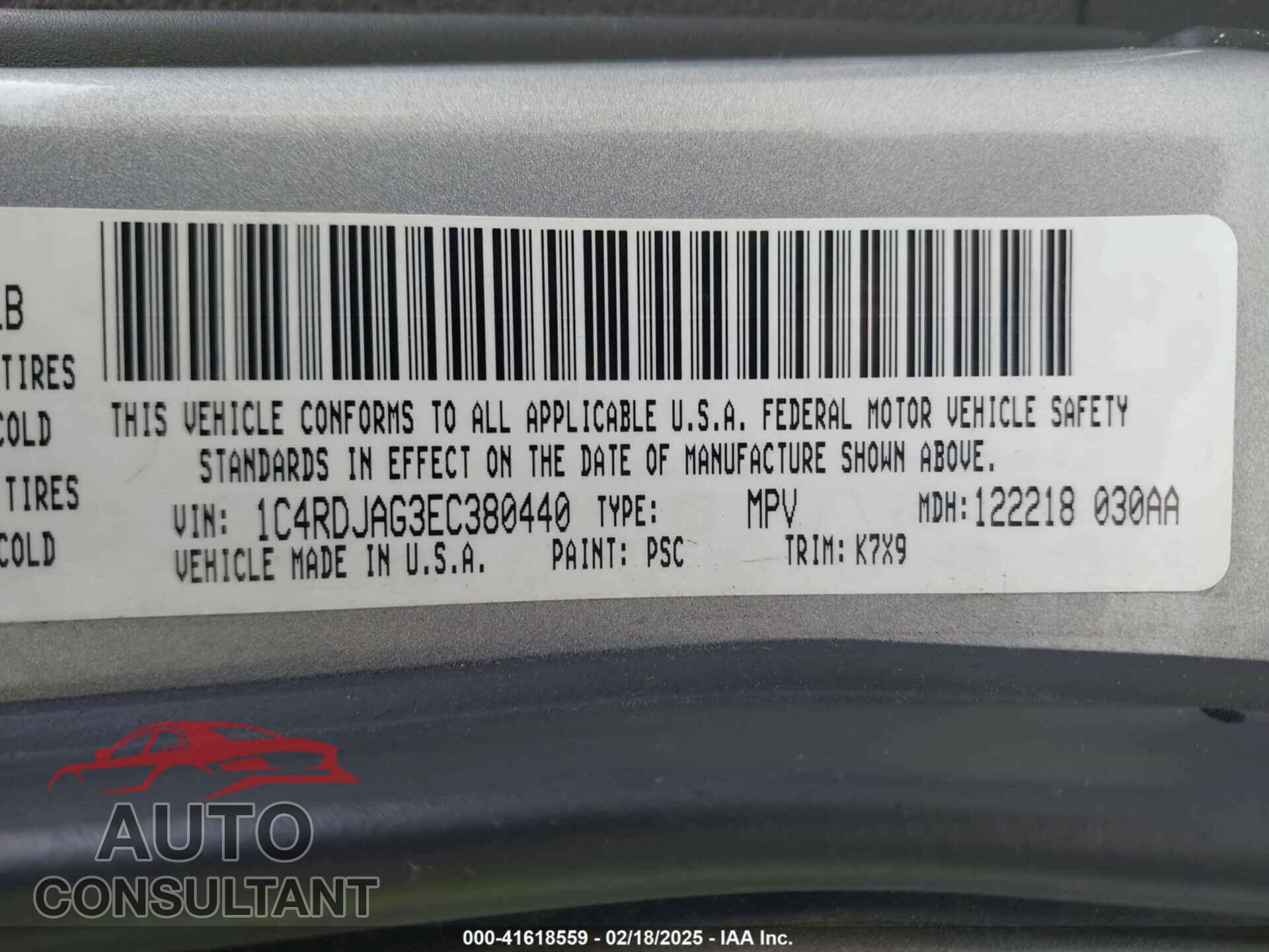 DODGE DURANGO 2014 - 1C4RDJAG3EC380440