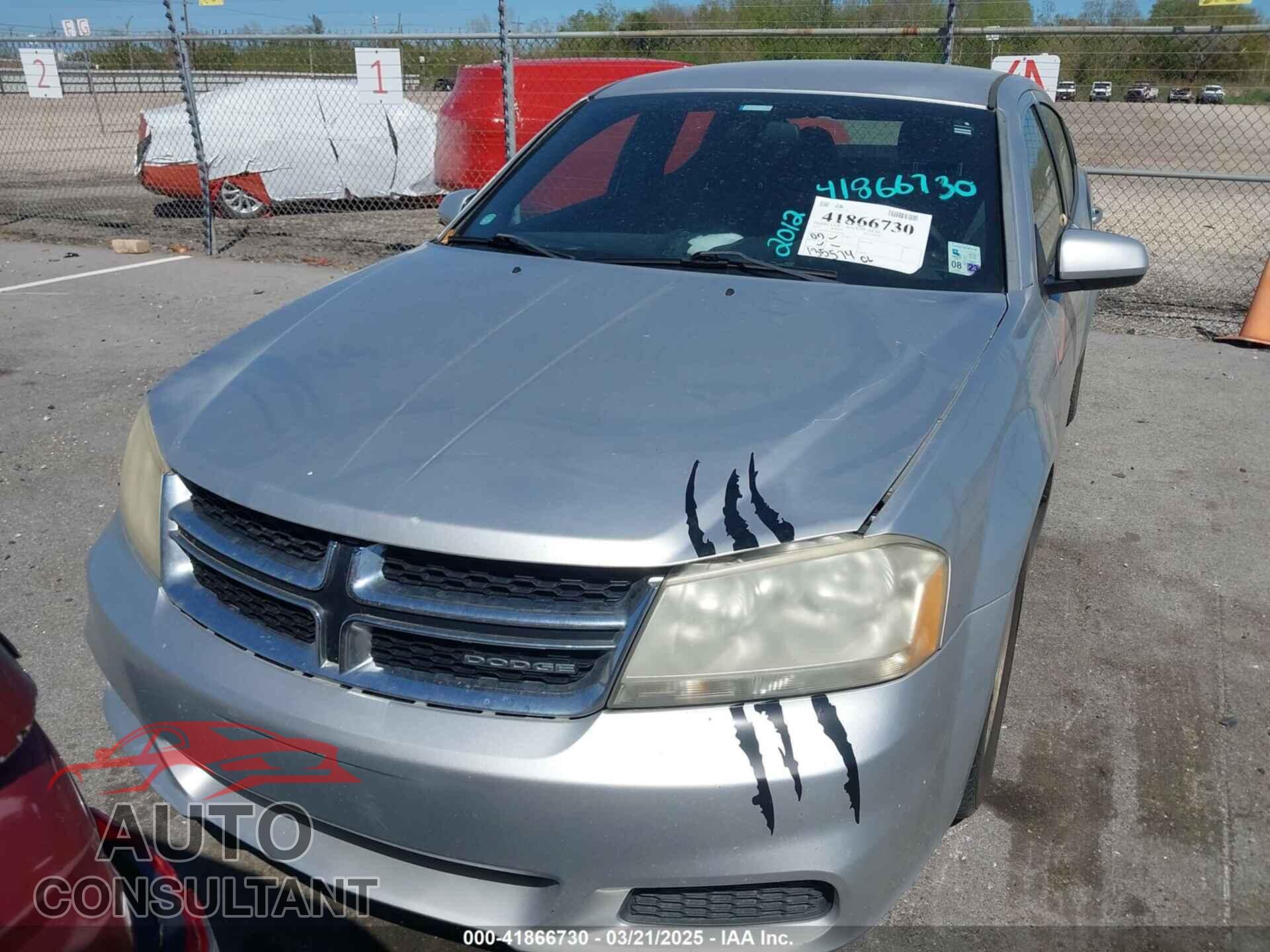 DODGE AVENGER 2012 - 1C3CDZCB5CN182020