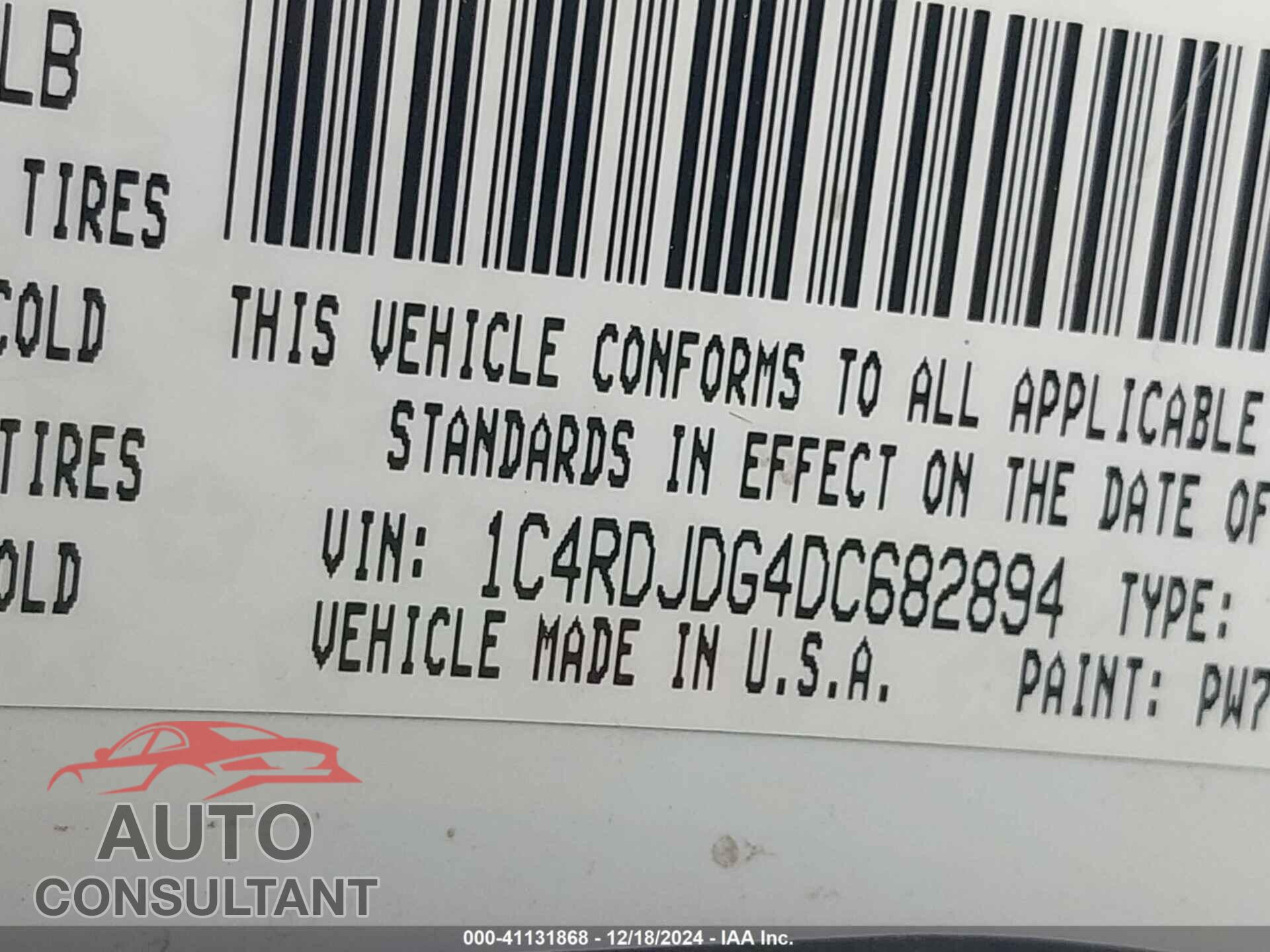 DODGE DURANGO 2013 - 1C4RDJDG4DC682894