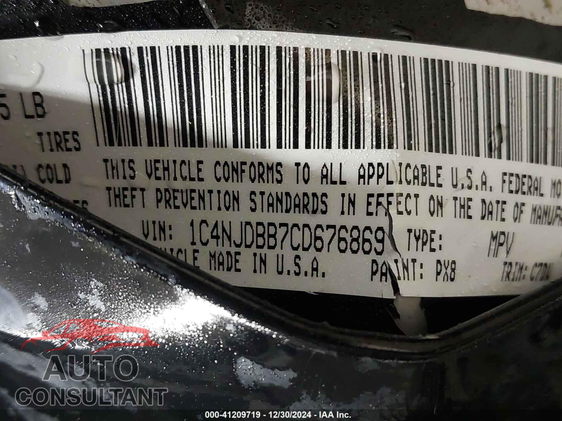JEEP COMPASS 2012 - 1C4NJDBB7CD676869