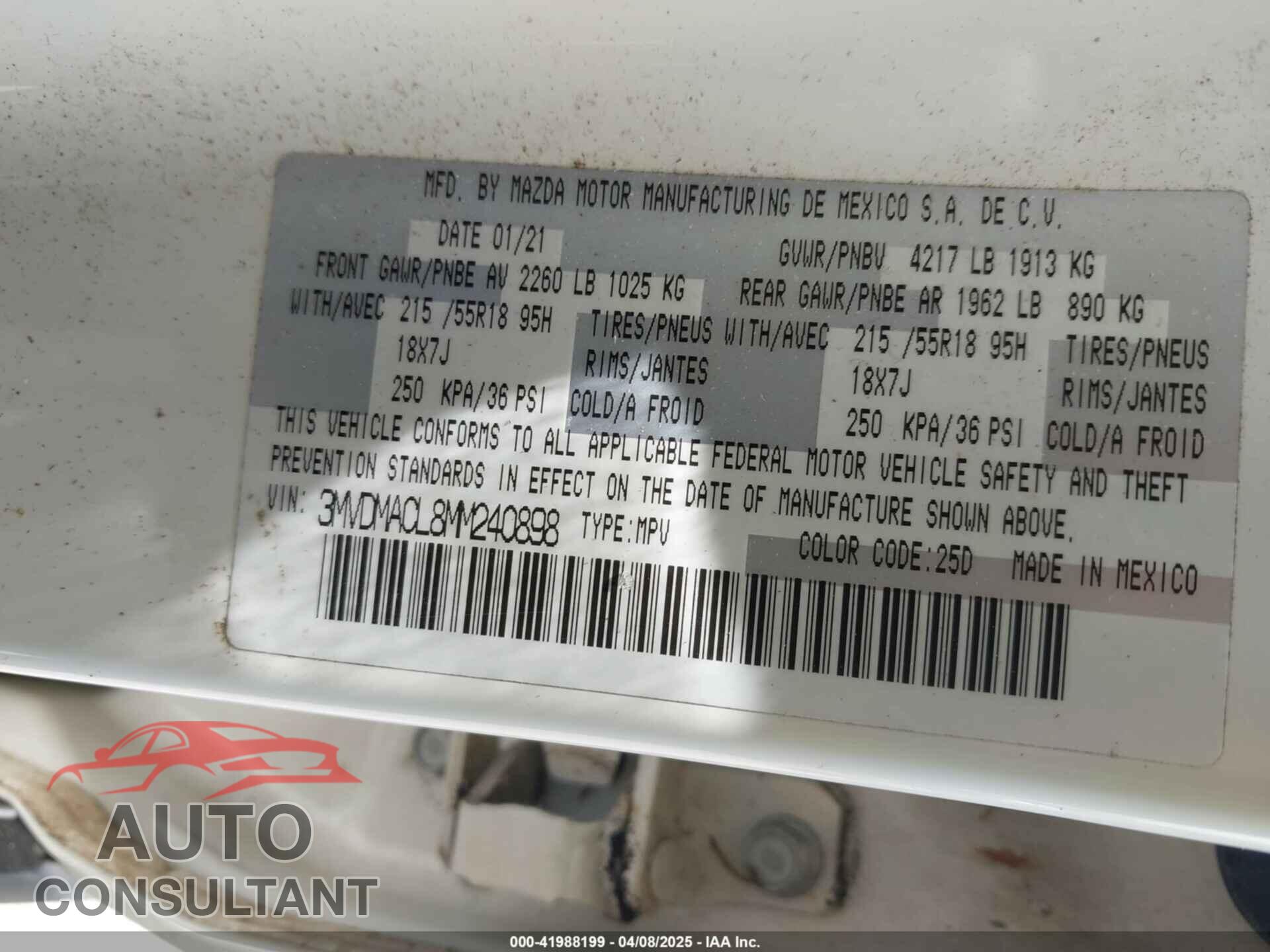 MAZDA CX-30 2021 - 3MVDMACL8MM240898