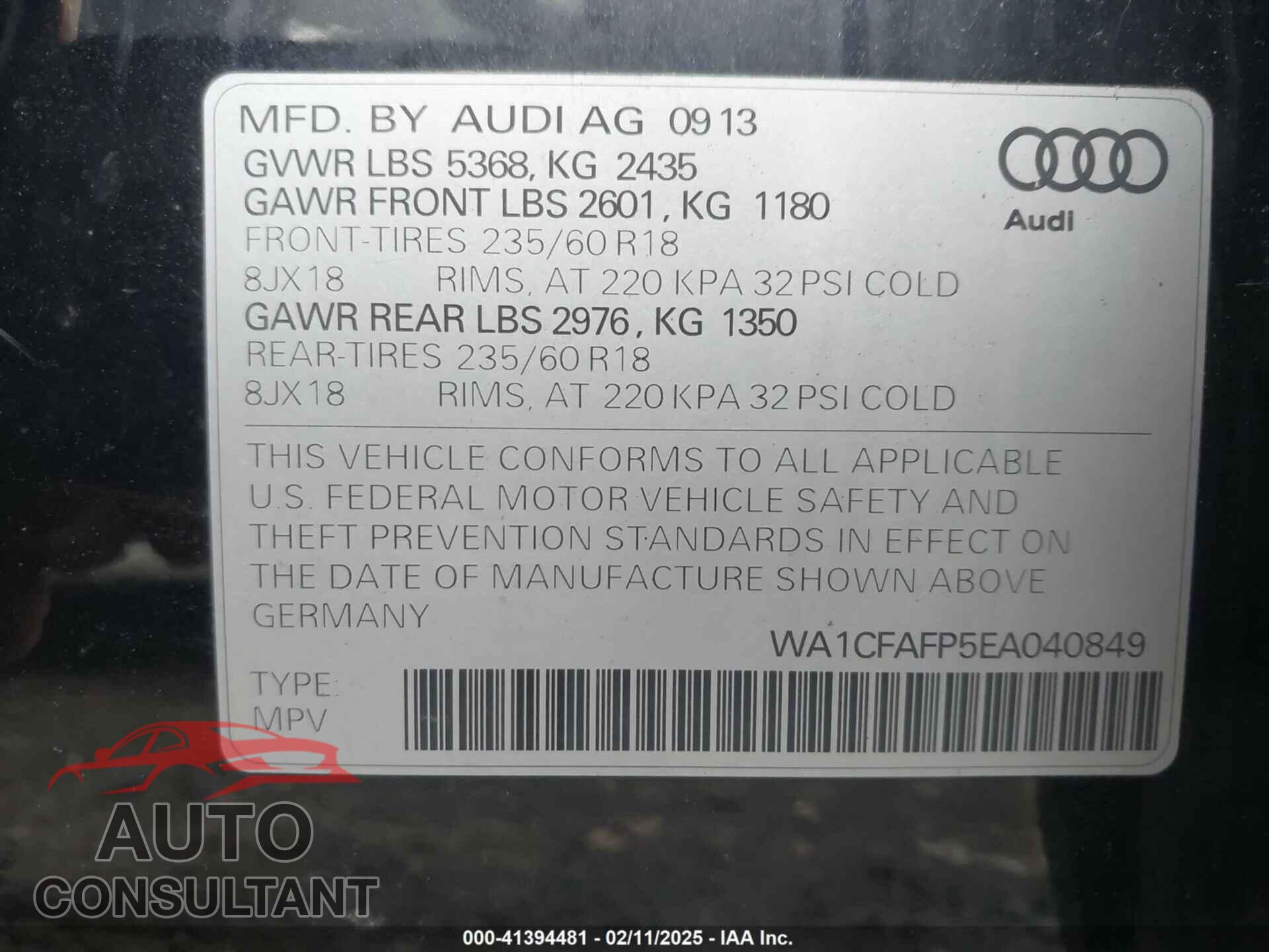 AUDI Q5 2014 - WA1CFAFP5EA040849