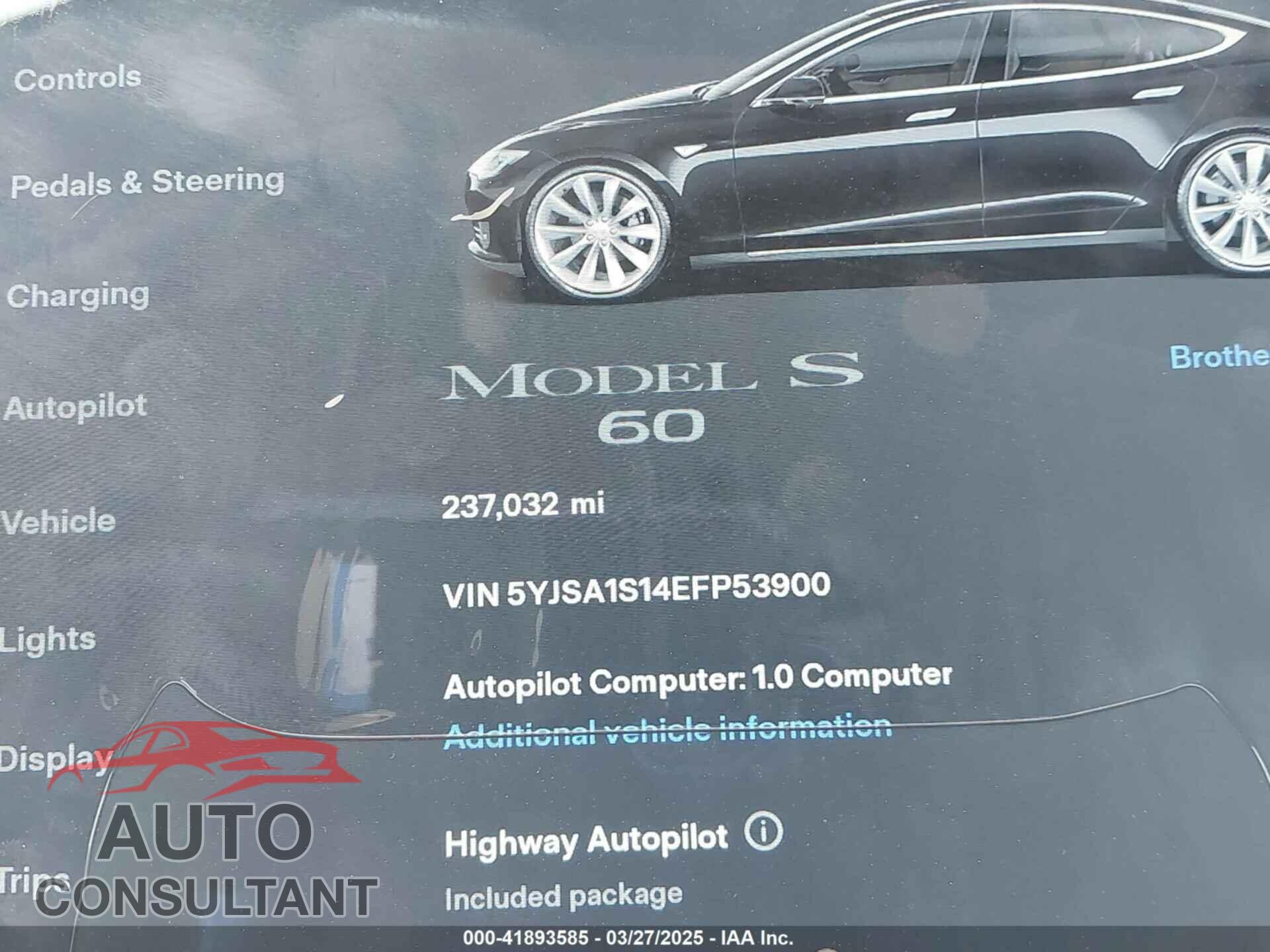 TESLA MODEL S 2014 - 5YJSA1S14EFP53900