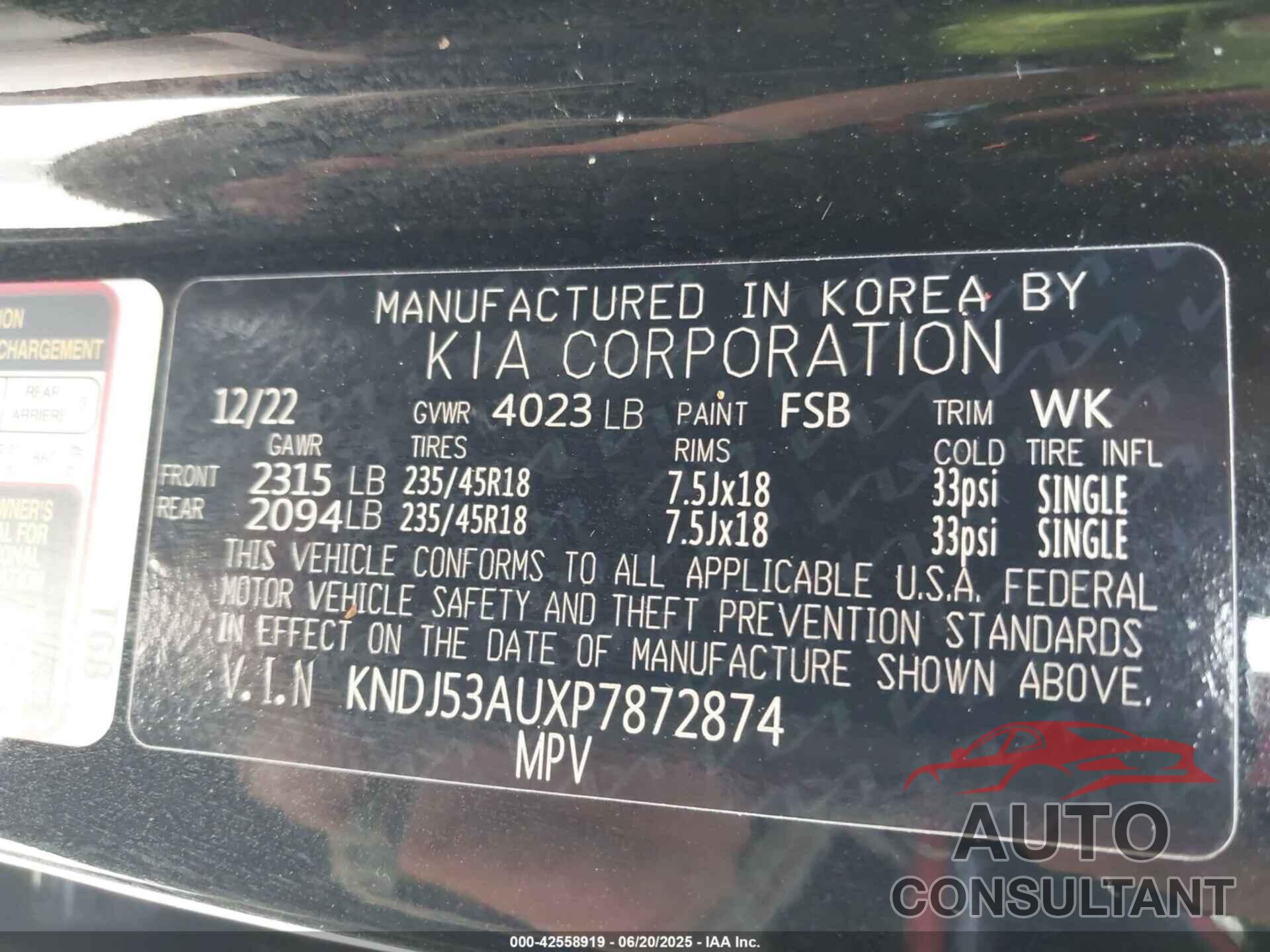 KIA SOUL 2023 - KNDJ53AUXP7872874