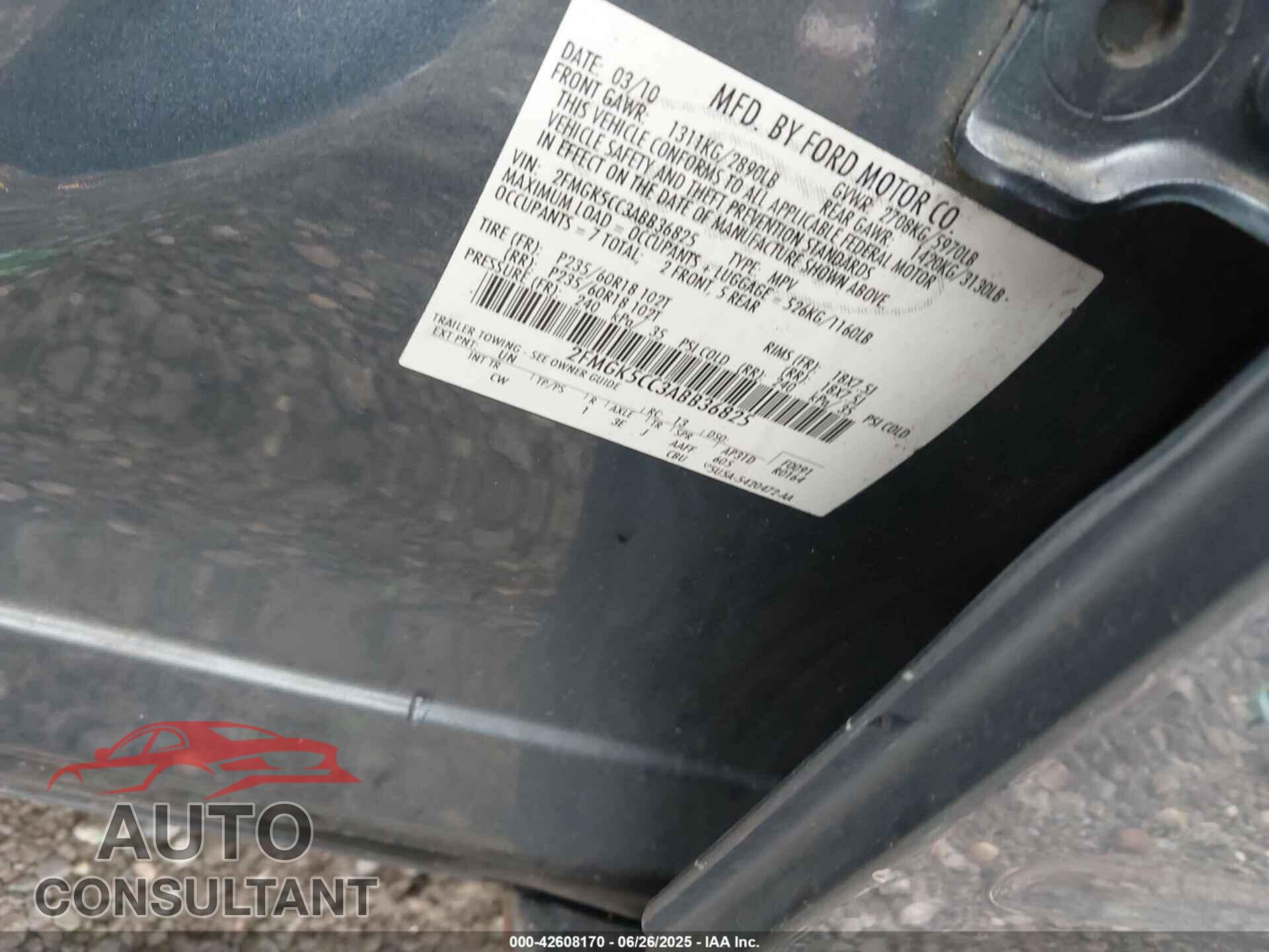 FORD FLEX 2010 - 2FMGK5CC3ABB36825