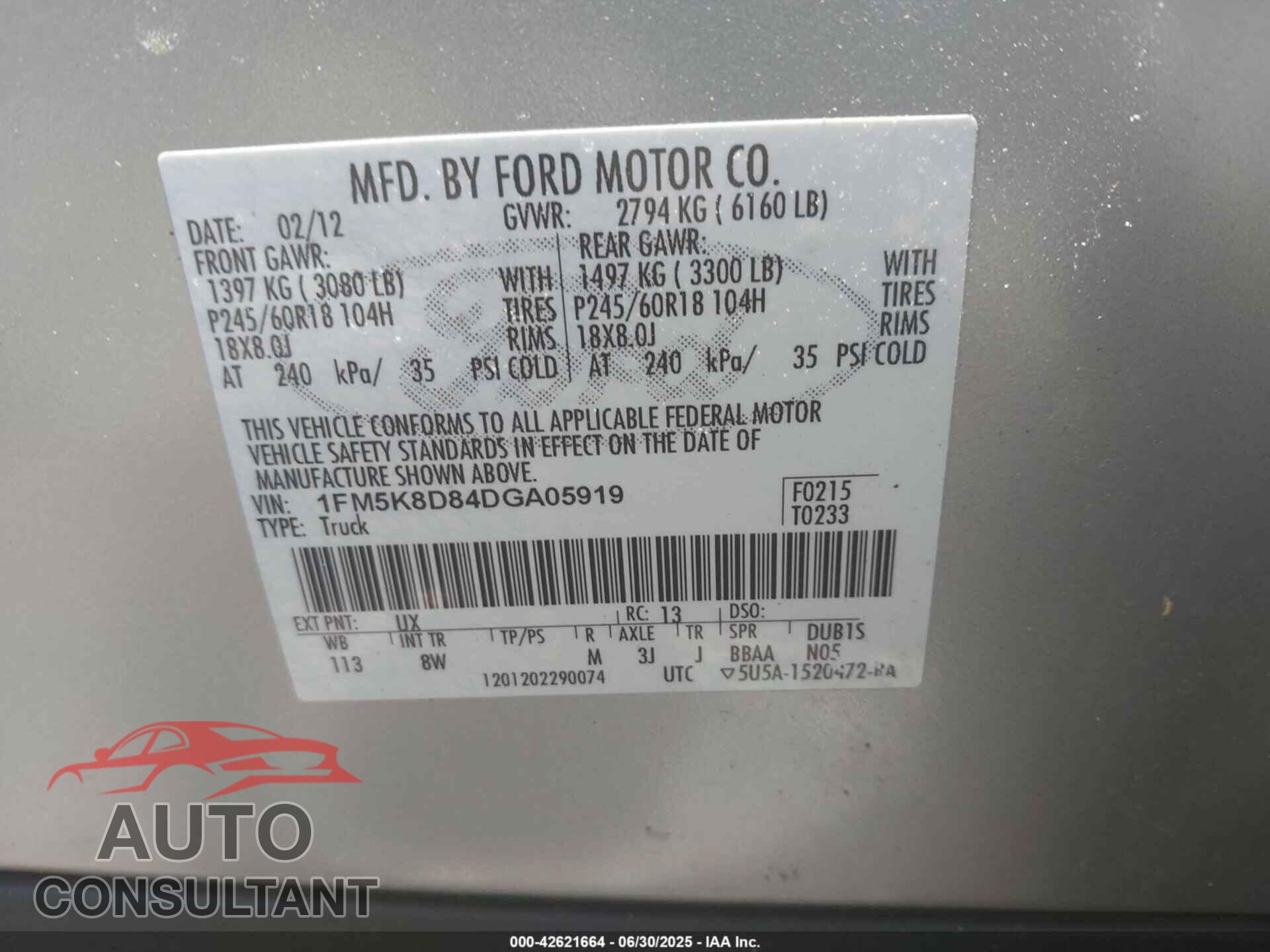FORD EXPLORER 2013 - 1FM5K8D84DGA05919
