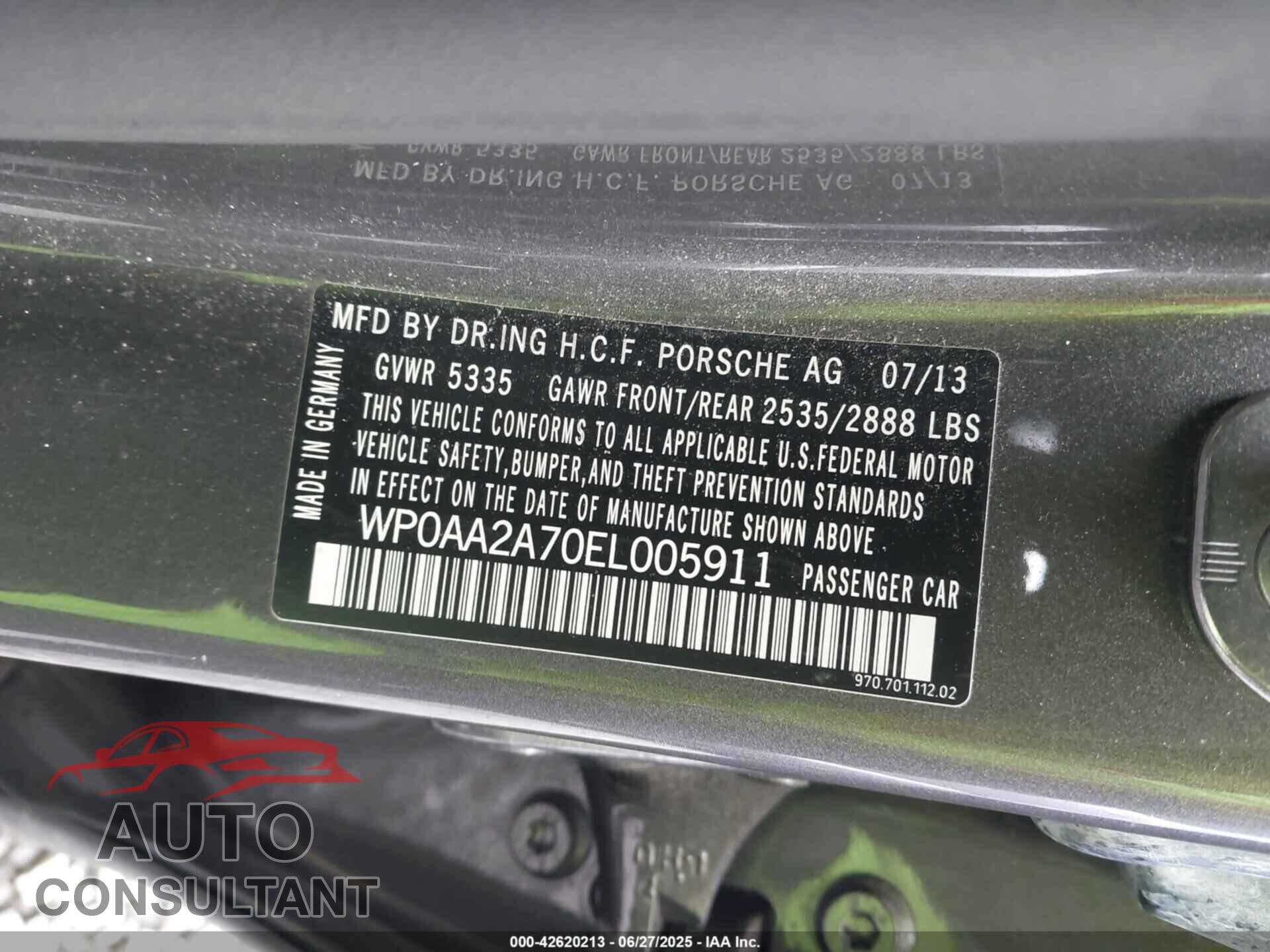 PORSCHE PANAMERA 2014 - WP0AA2A70EL005911