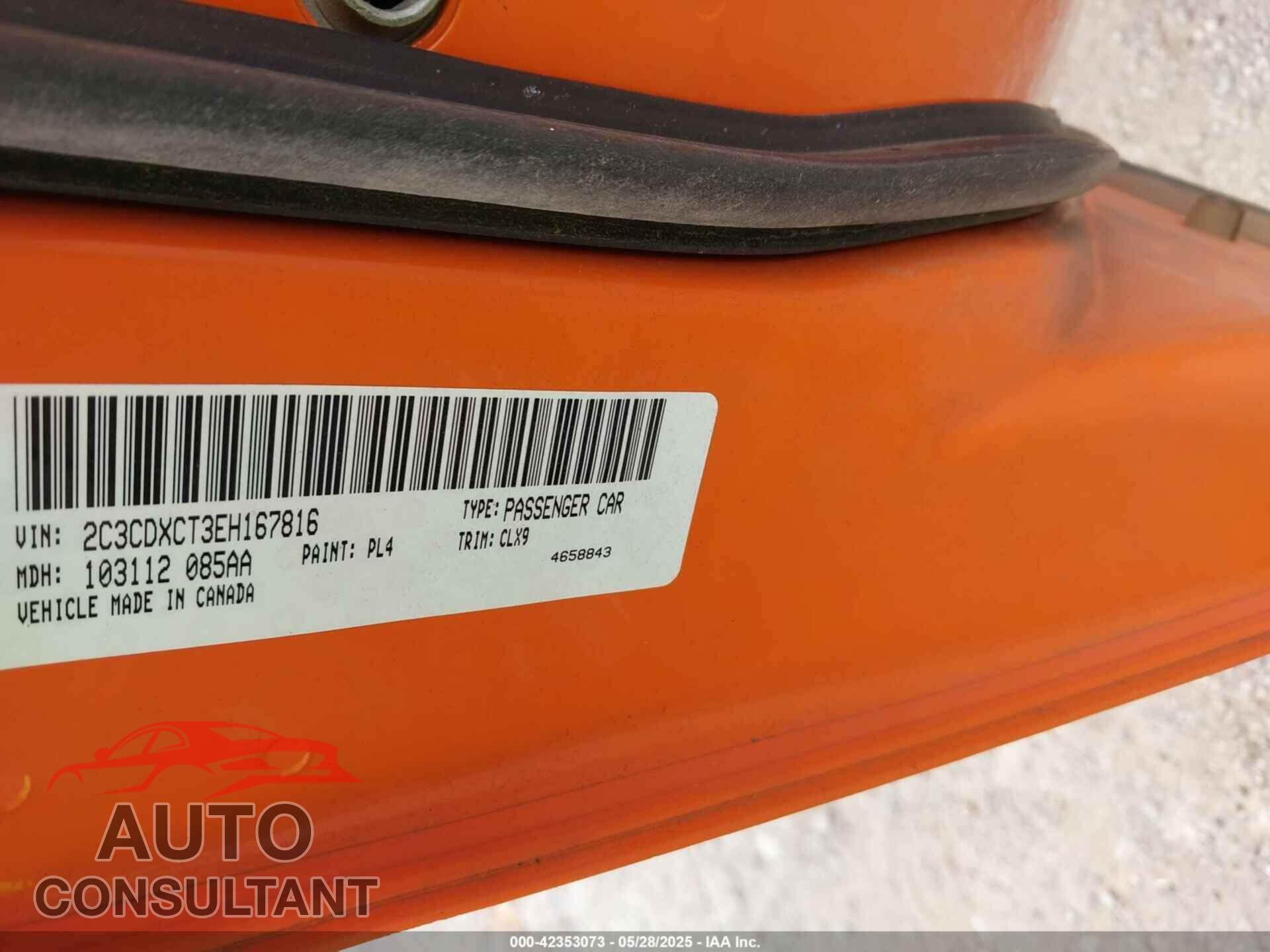DODGE CHARGER 2014 - 2C3CDXCT3EH167816
